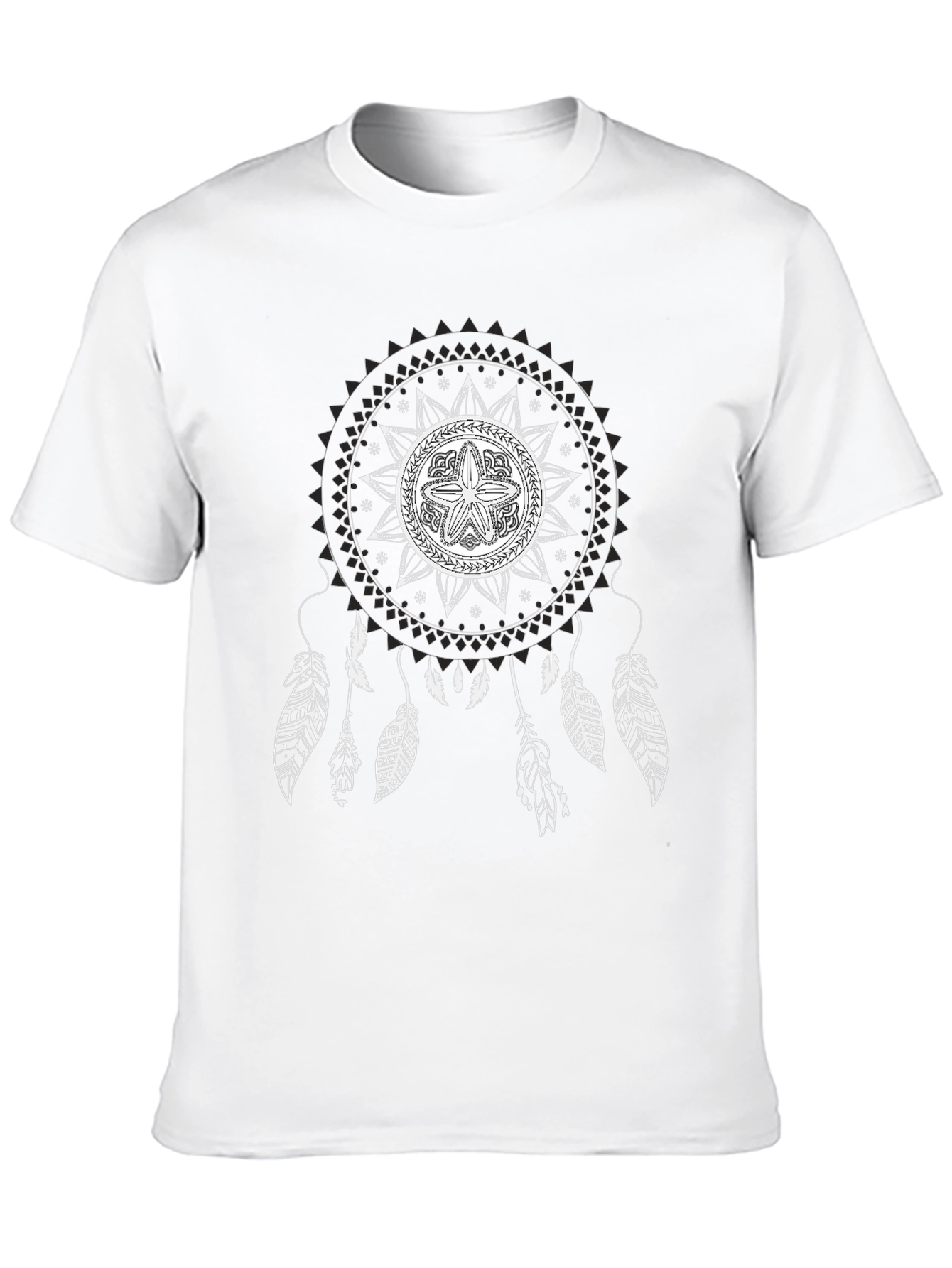 Black T-Shirt with Mandala Dreamcatcher Design