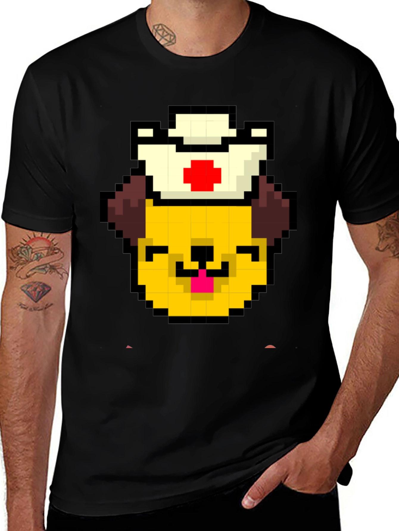 Pixel Dog Nurse Black T-Shirt