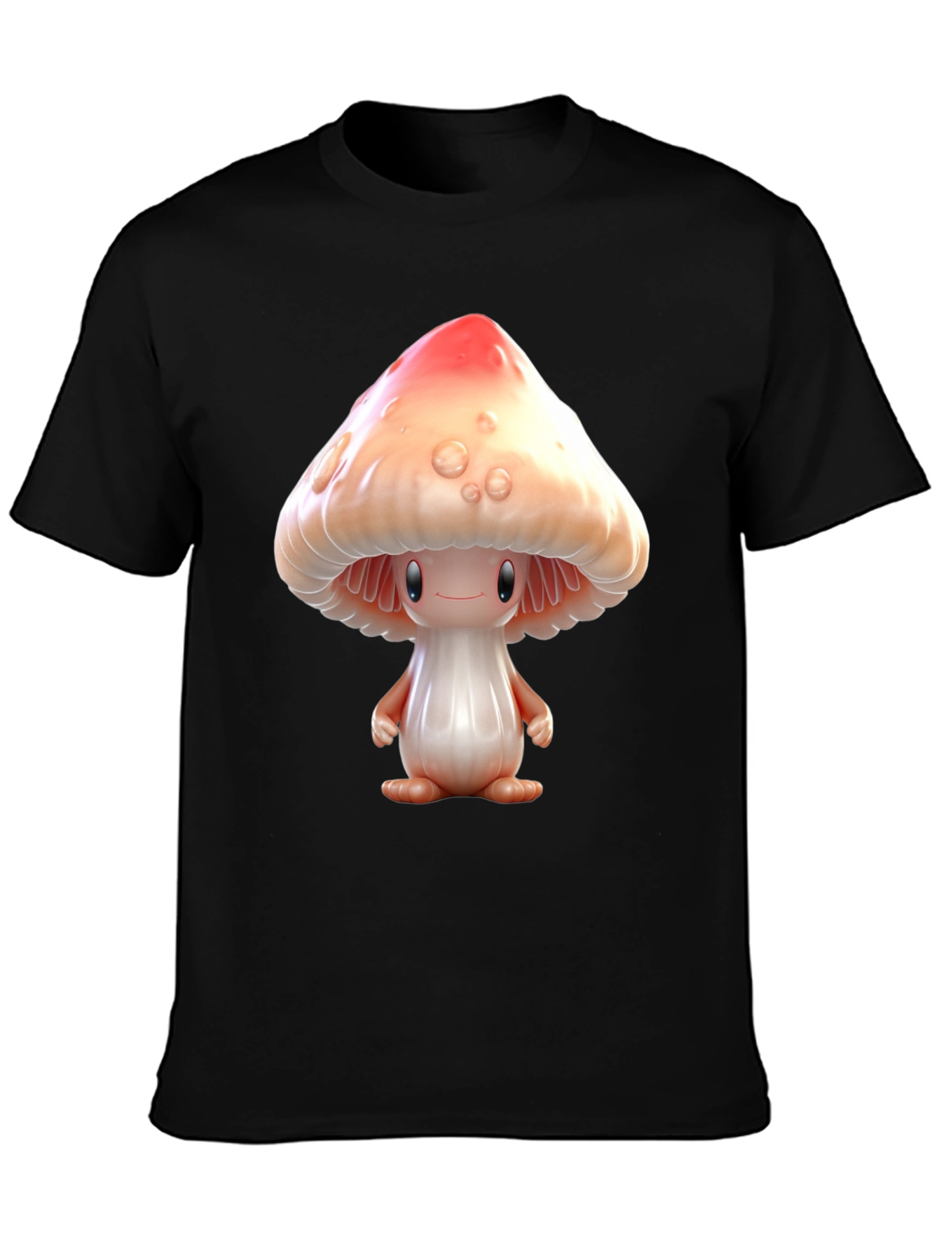 Mushroom Character Graphic Tee - Black