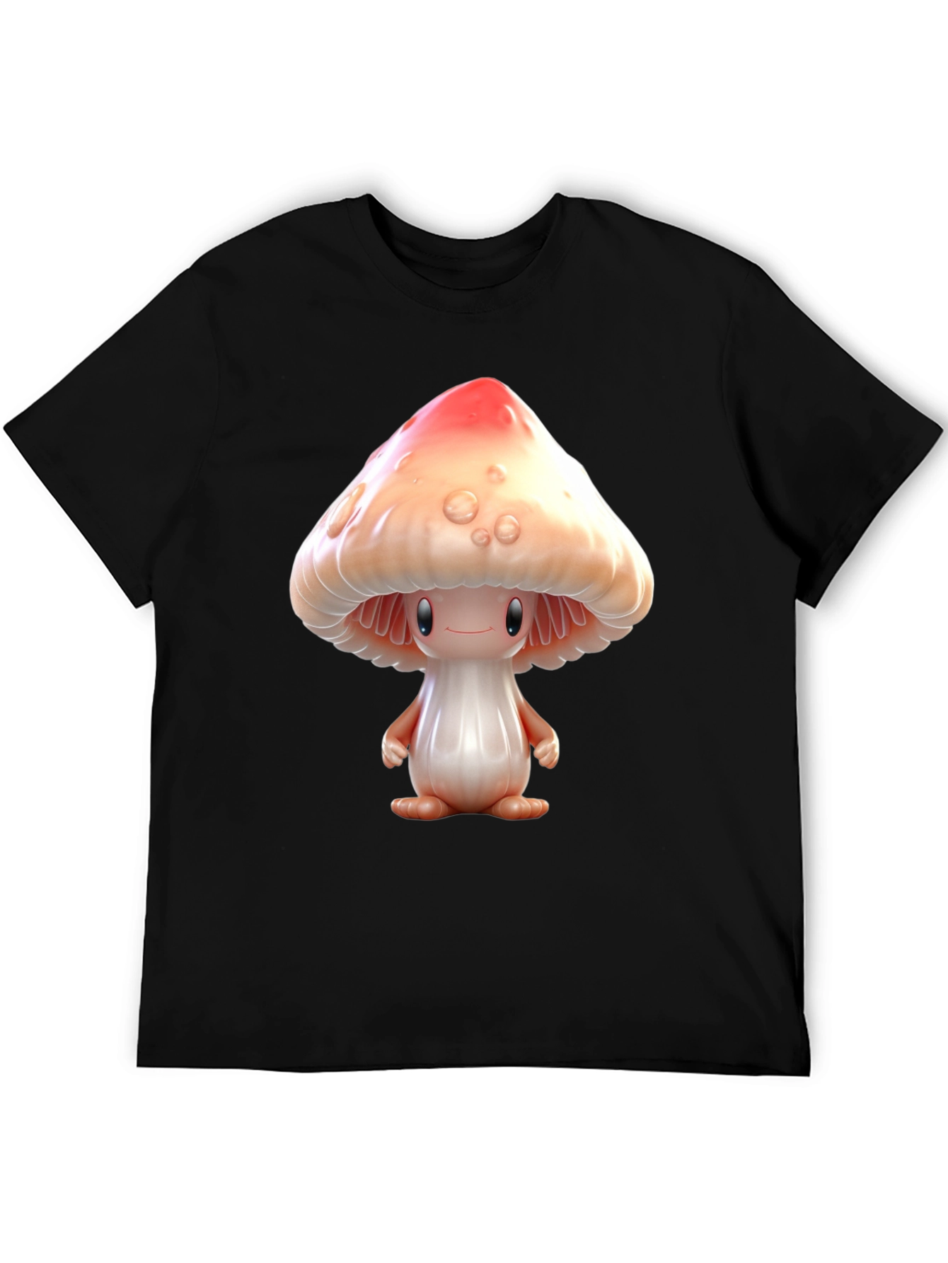 Mushroom Character Graphic Tee - Black