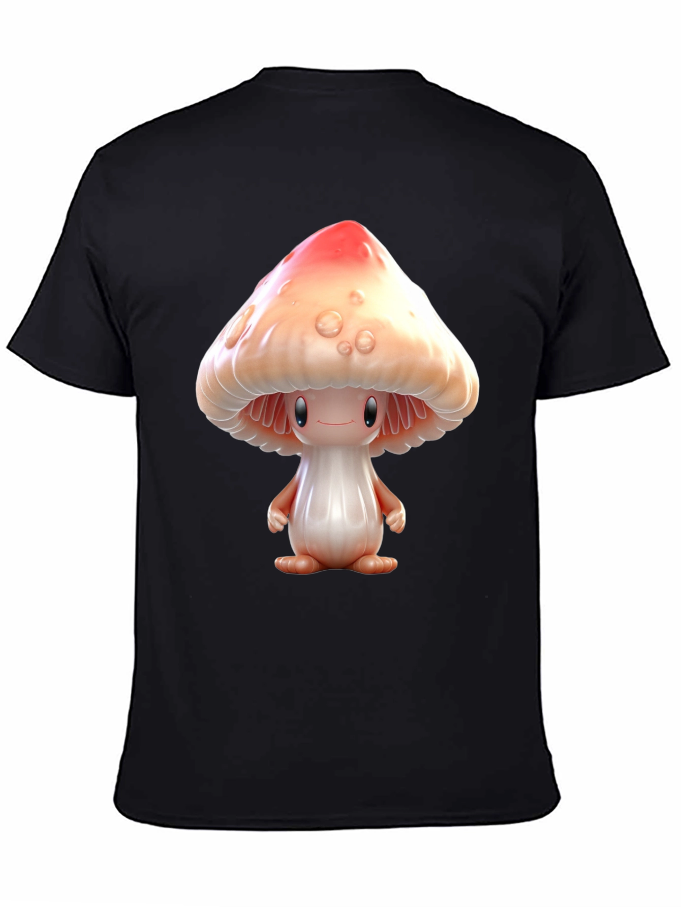 Mushroom Character Graphic Tee - Black