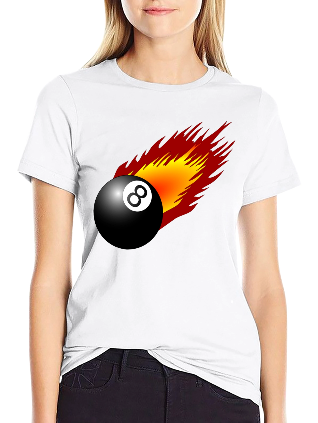 Flaming 8-Ball Graphic Tee - Lucky Number T-Shirt