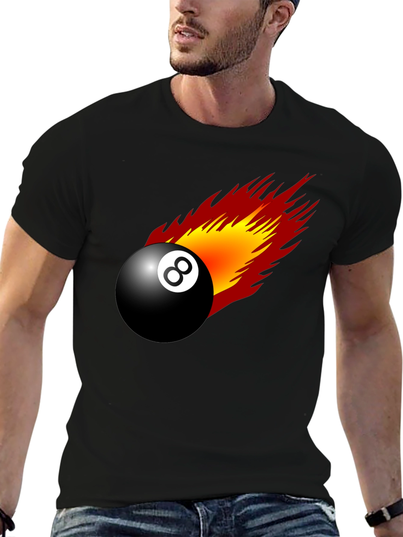 Flaming 8-Ball Graphic Tee - Lucky Number T-Shirt