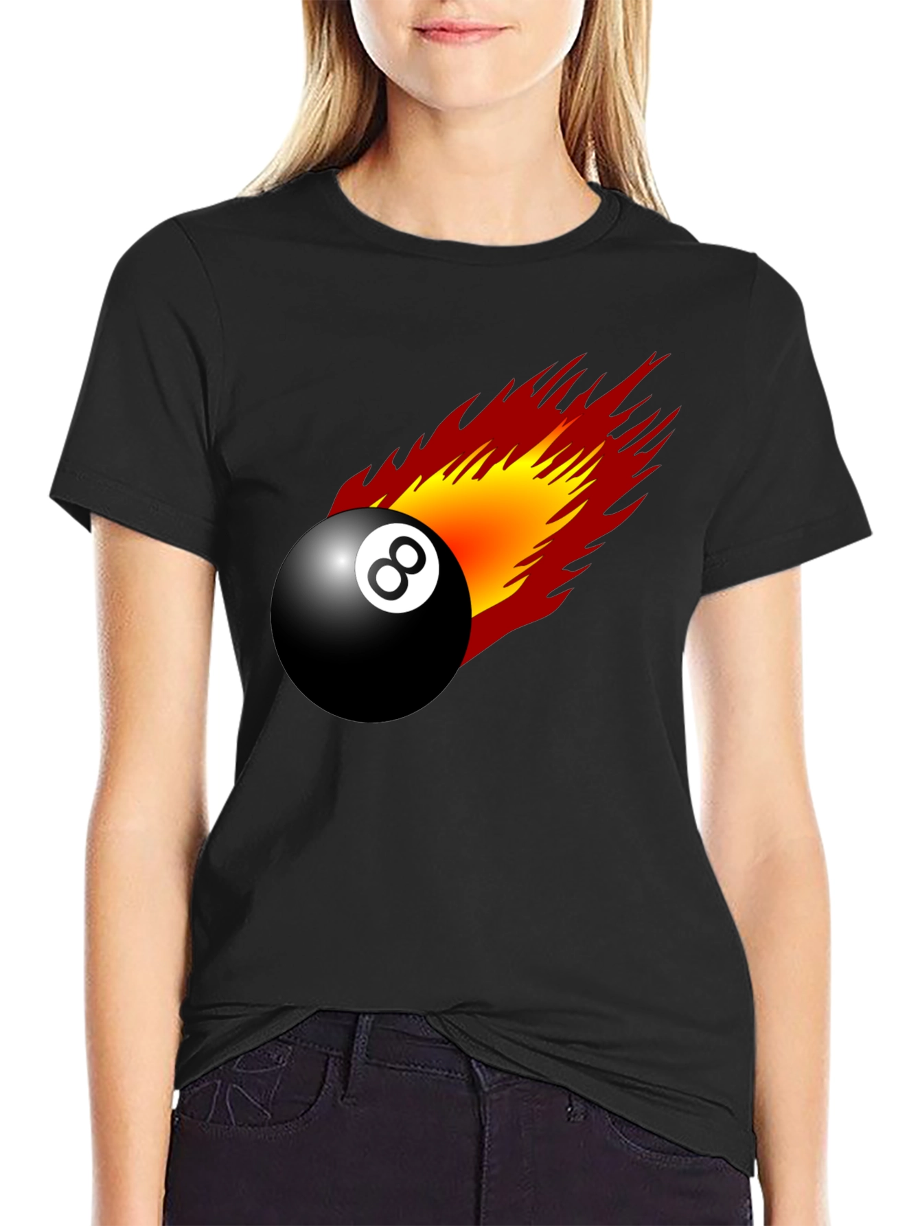 Flaming 8-Ball Graphic Tee - Lucky Number T-Shirt