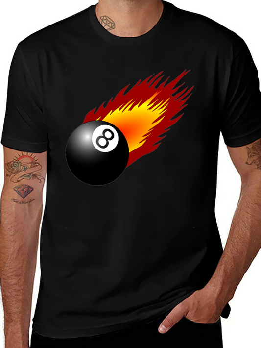Flaming 8-Ball Graphic Tee - Lucky Number T-Shirt