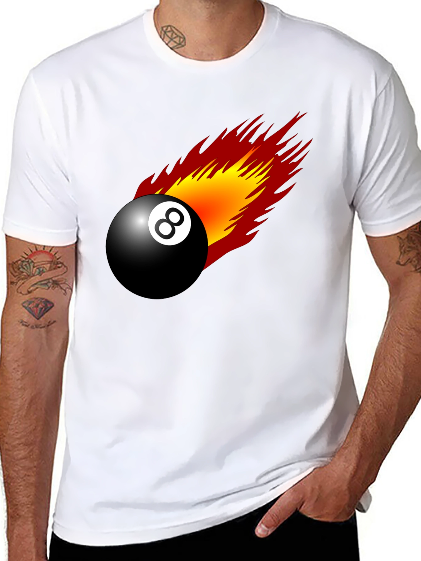 Flaming 8-Ball Graphic Tee - Lucky Number T-Shirt