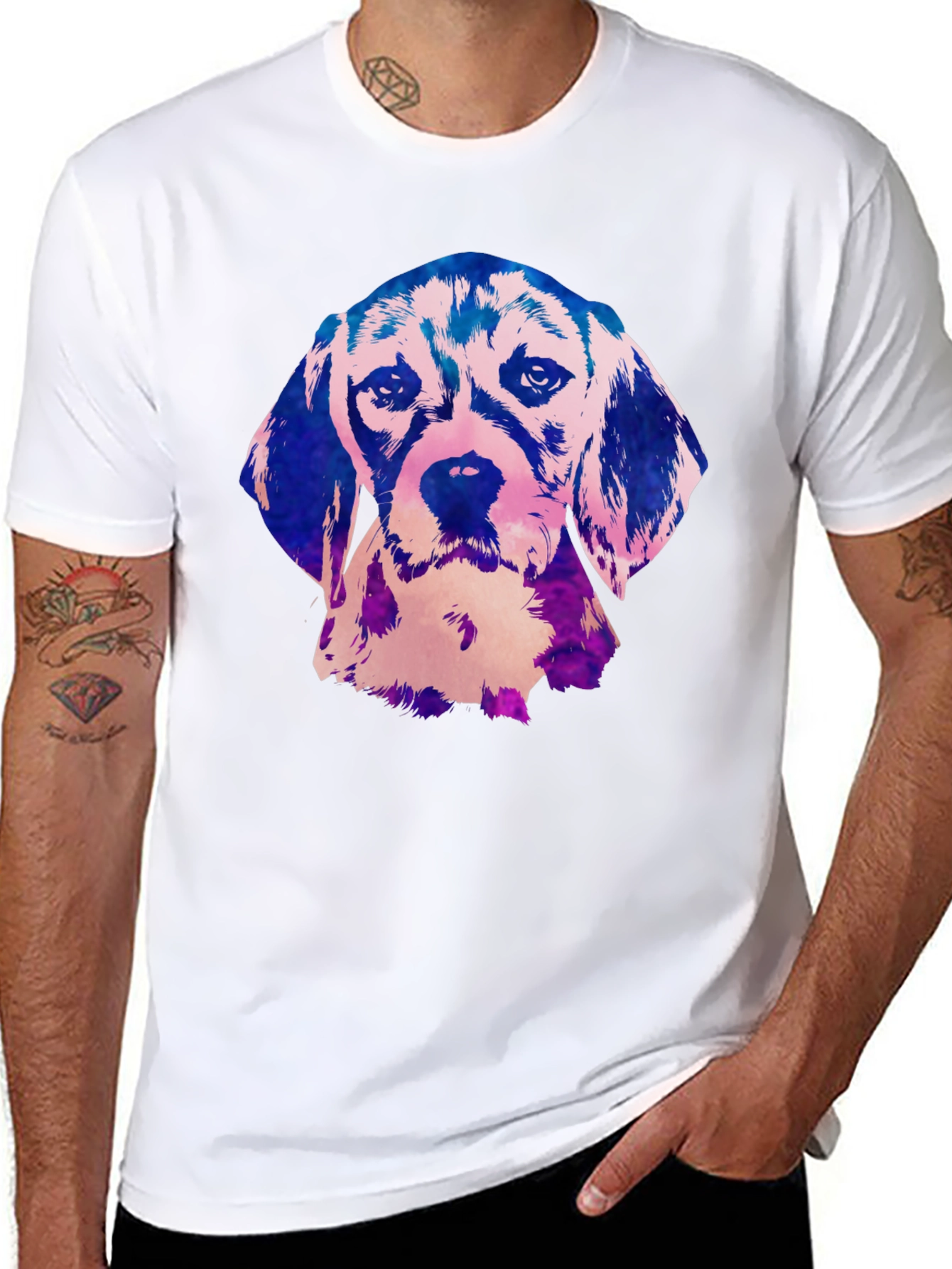 Beagle Dog Graphic Print Black T-Shirt
