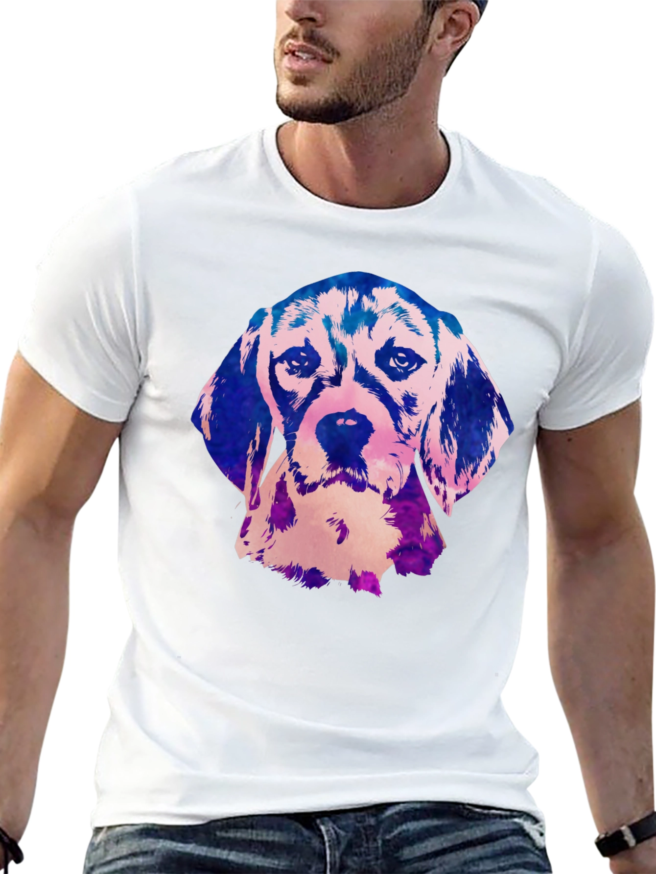 Beagle Dog Graphic Print Black T-Shirt