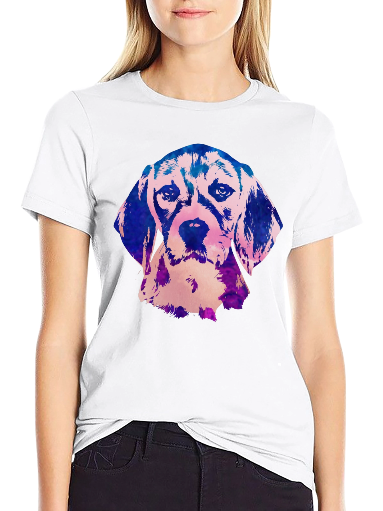 Beagle Dog Graphic Print Black T-Shirt