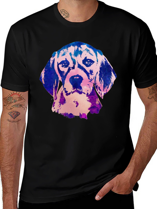 Beagle Dog Graphic Print Black T-Shirt
