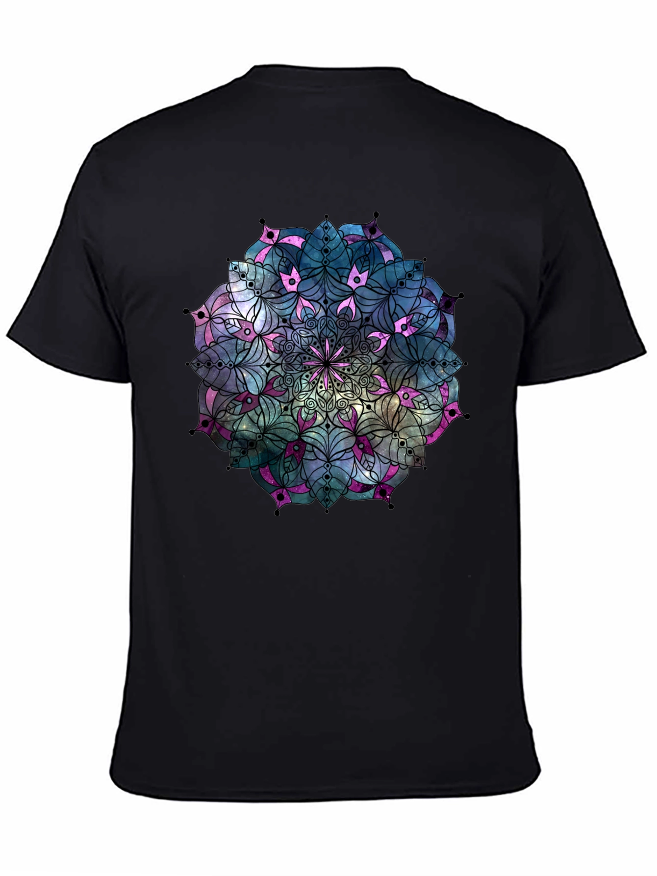 Black Mandala T-Shirt: Galaxy Design Unique Style