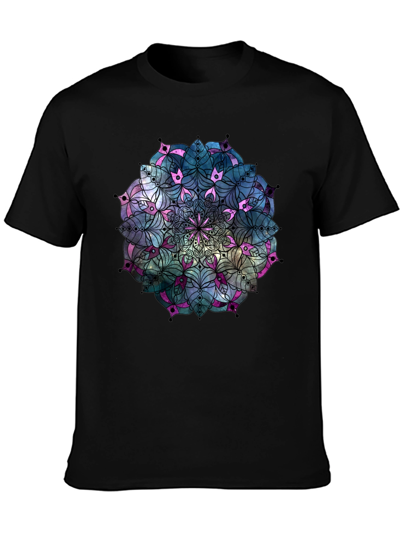 Black Mandala T-Shirt: Galaxy Design Unique Style