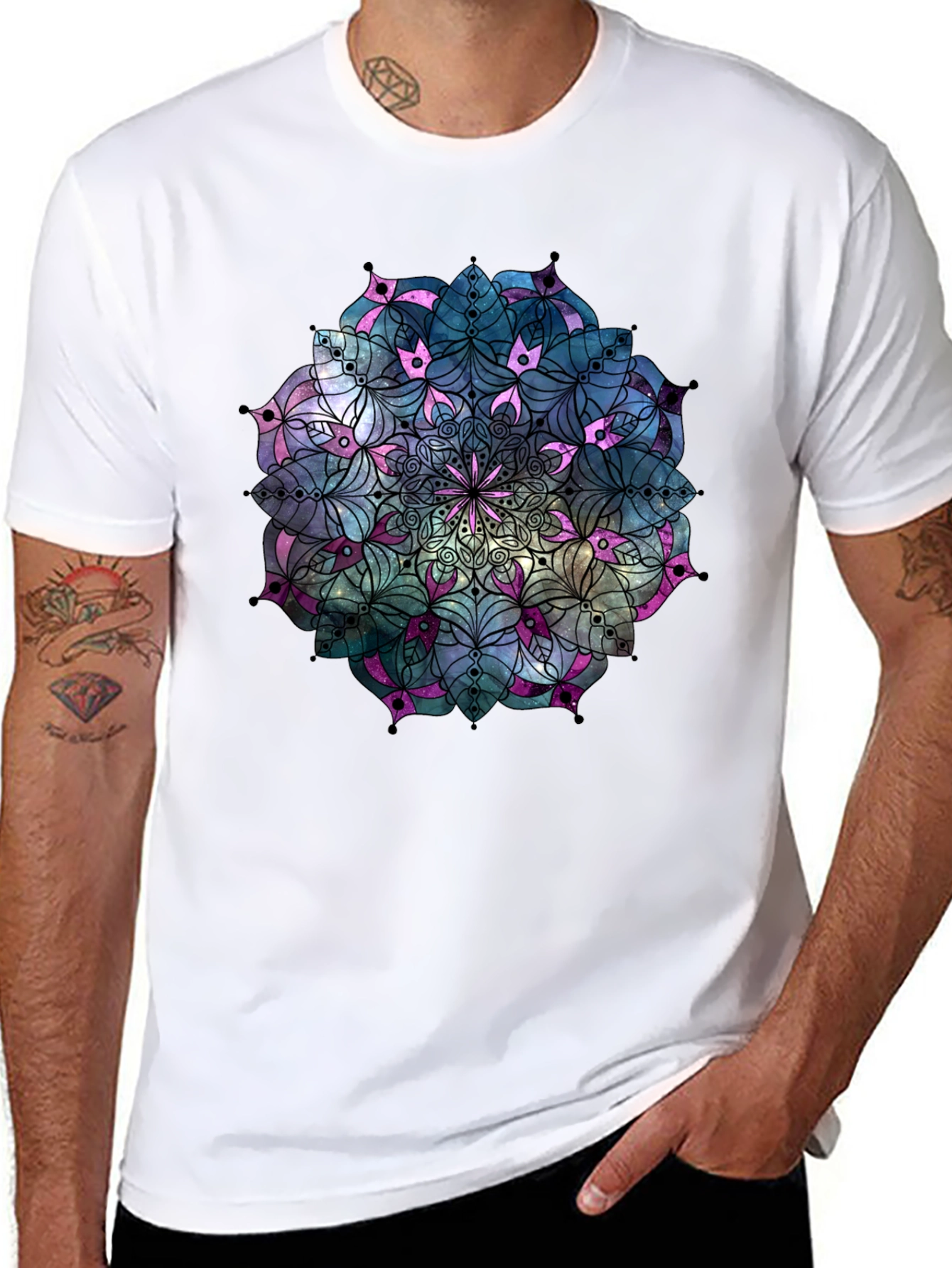 Black Mandala T-Shirt: Galaxy Design Unique Style