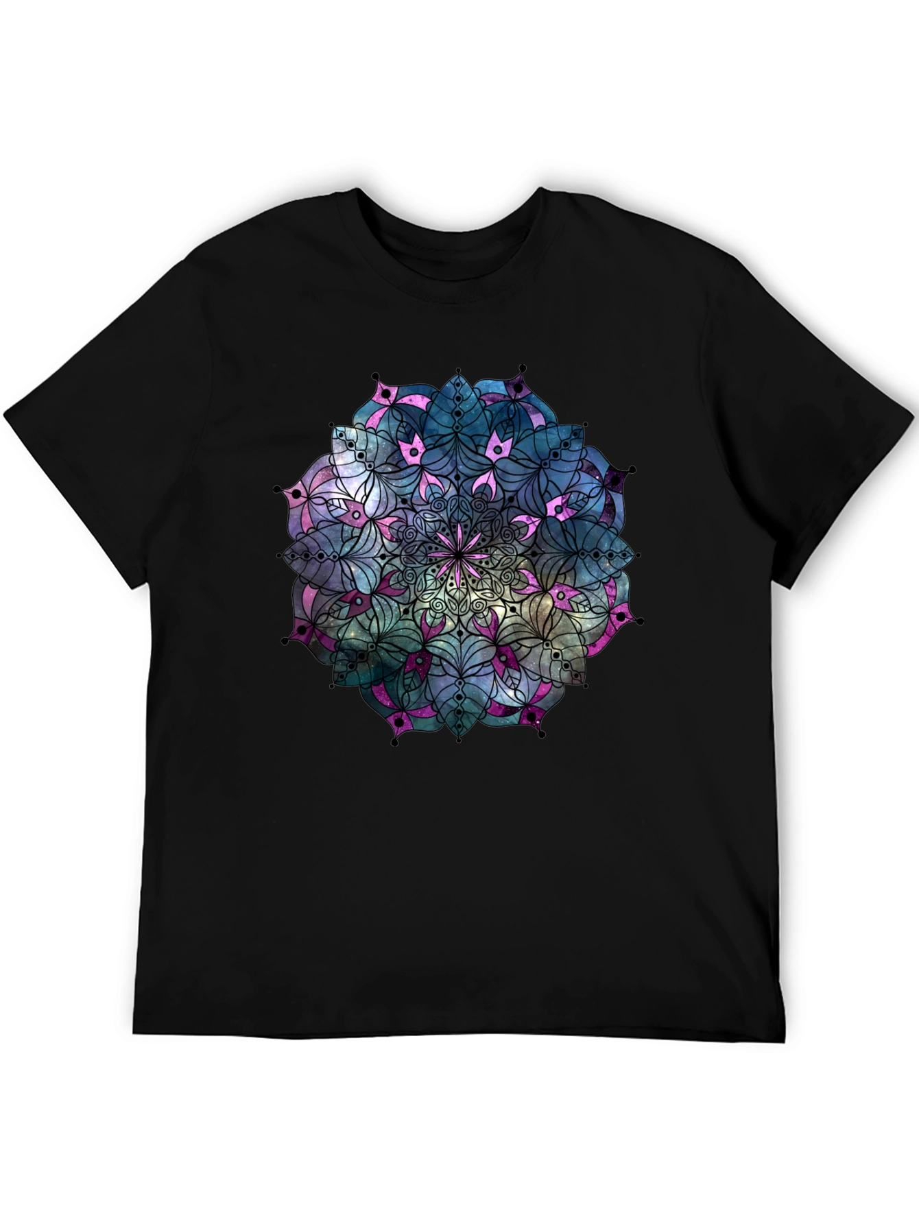 Black Mandala T-Shirt: Galaxy Design Unique Style