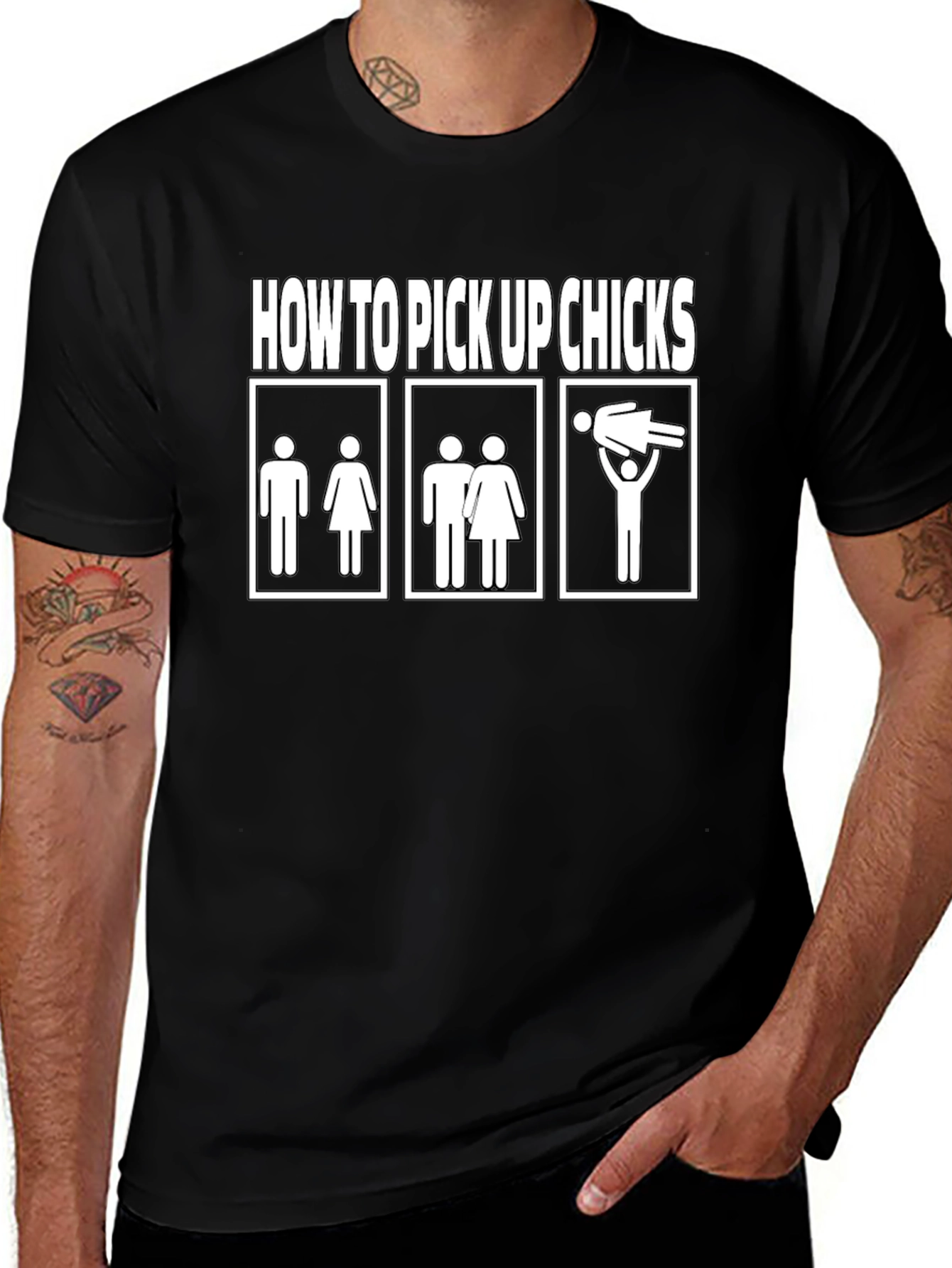 Funny How to Pick Up Chicks Graphic Tee
