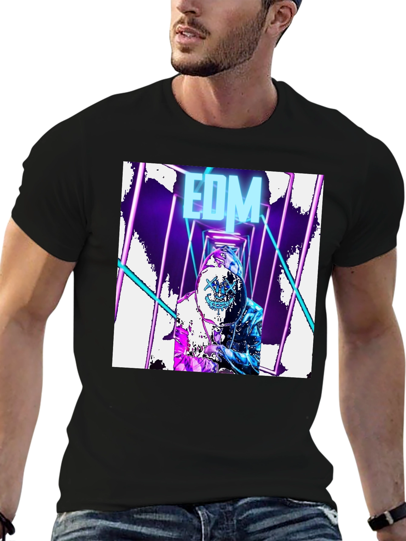 EDM Rave DJ Graphic T-Shirt - Black