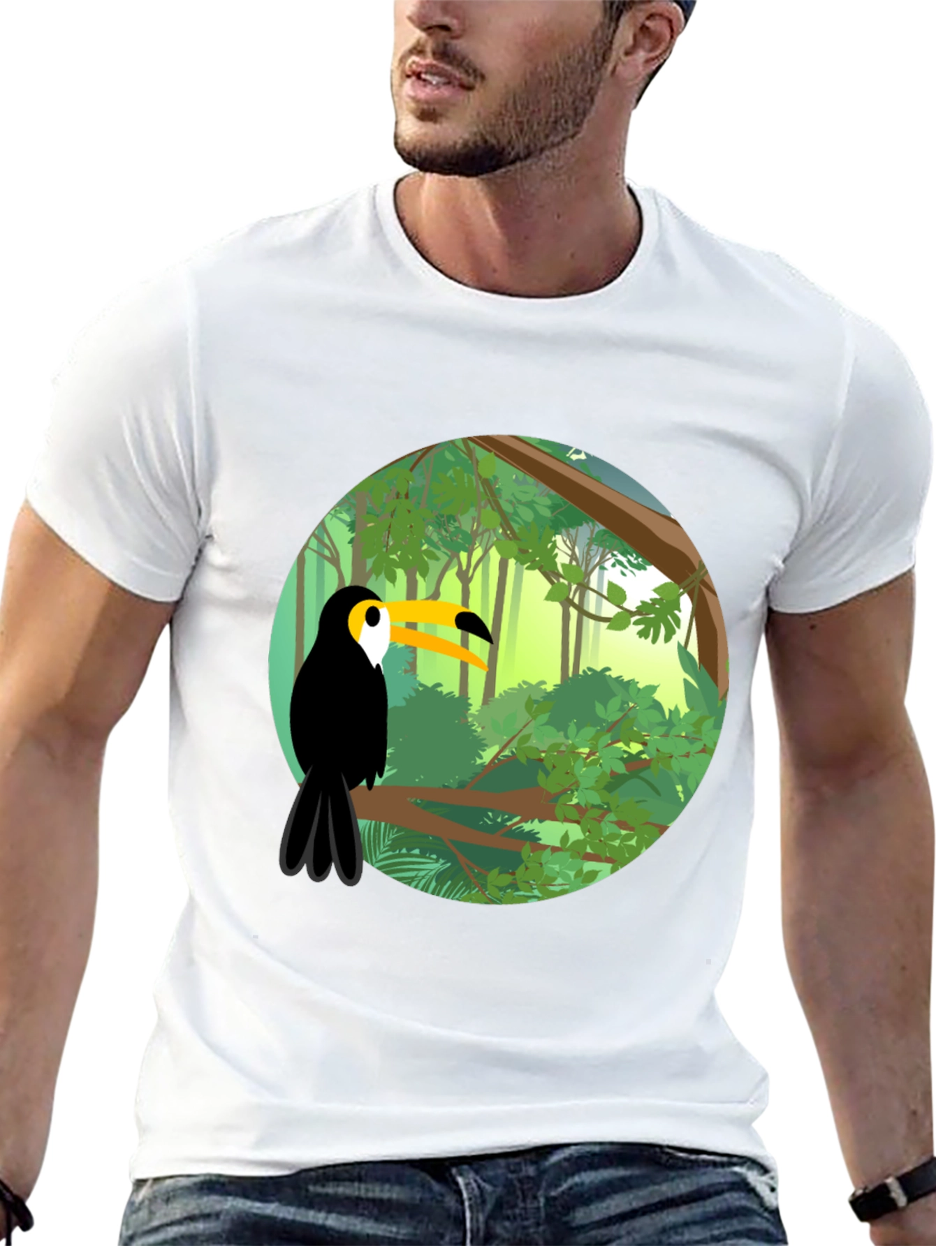 Toucan Graphic Print Black T-Shirt
