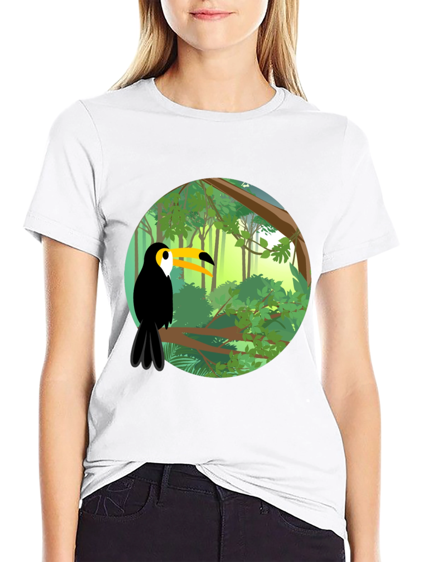 Toucan Graphic Print Black T-Shirt