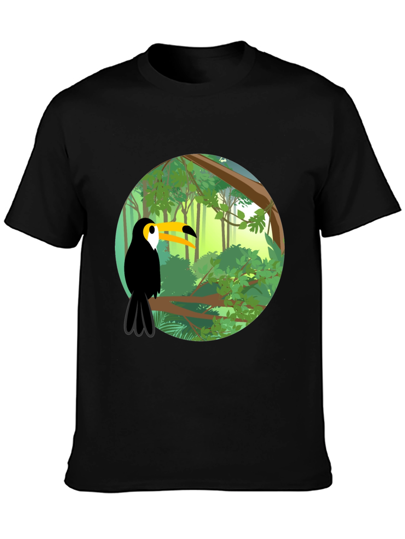 Toucan Graphic Print Black T-Shirt