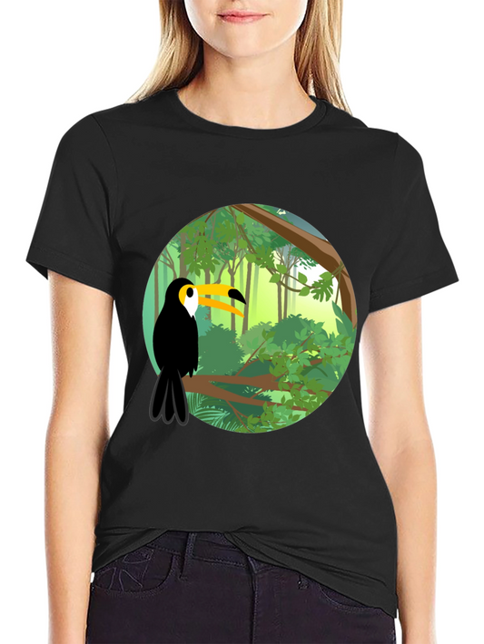 Toucan Graphic Print Black T-Shirt