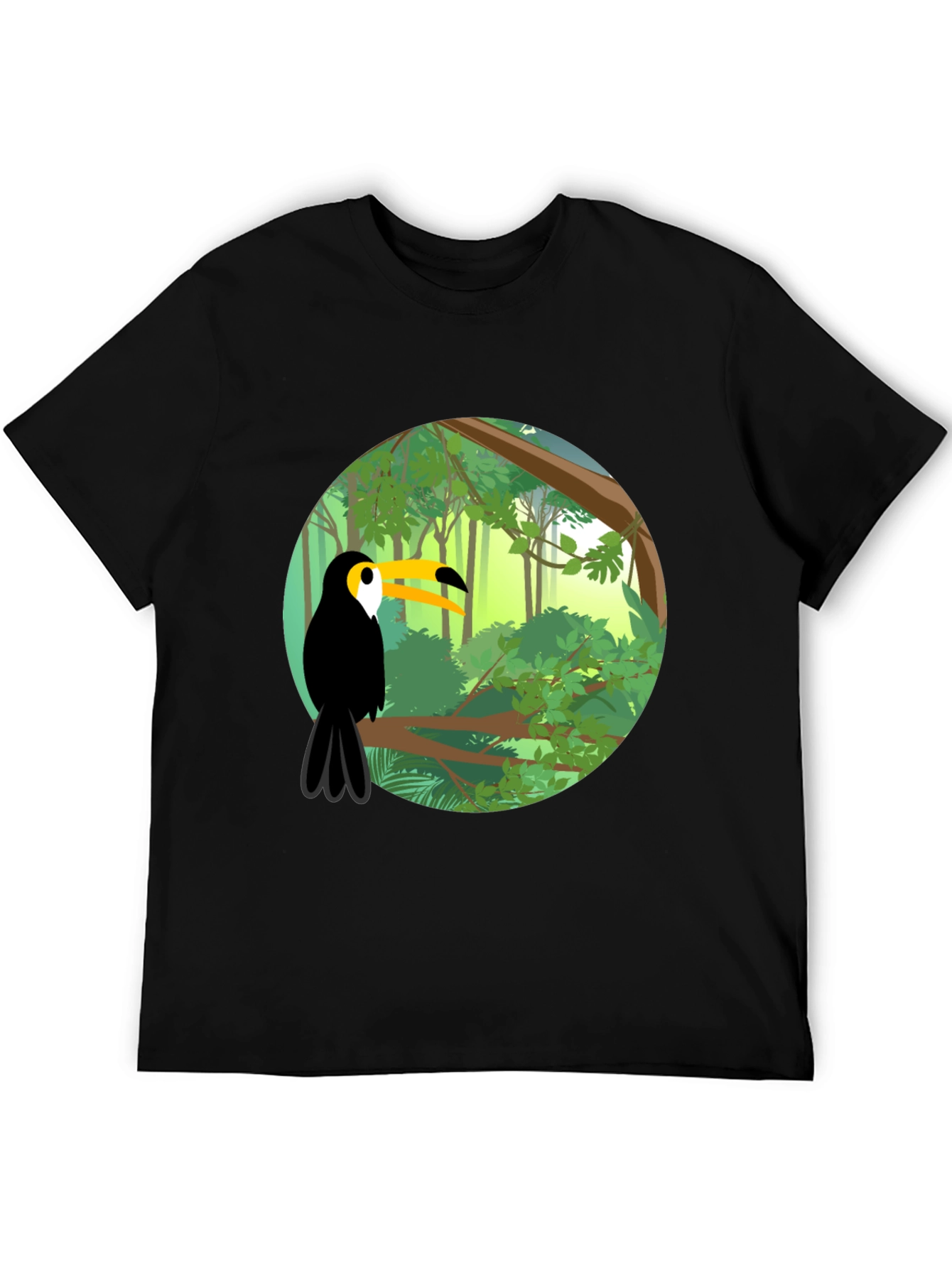 Toucan Graphic Print Black T-Shirt