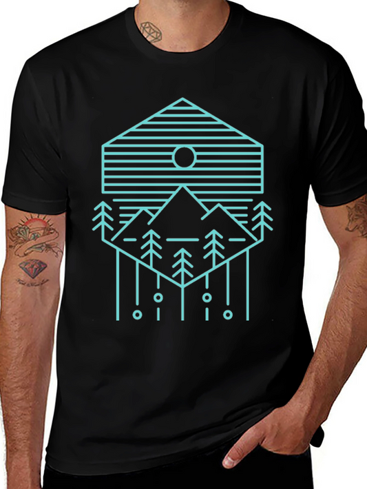 Geometric Mountain Scene Graphic Tee