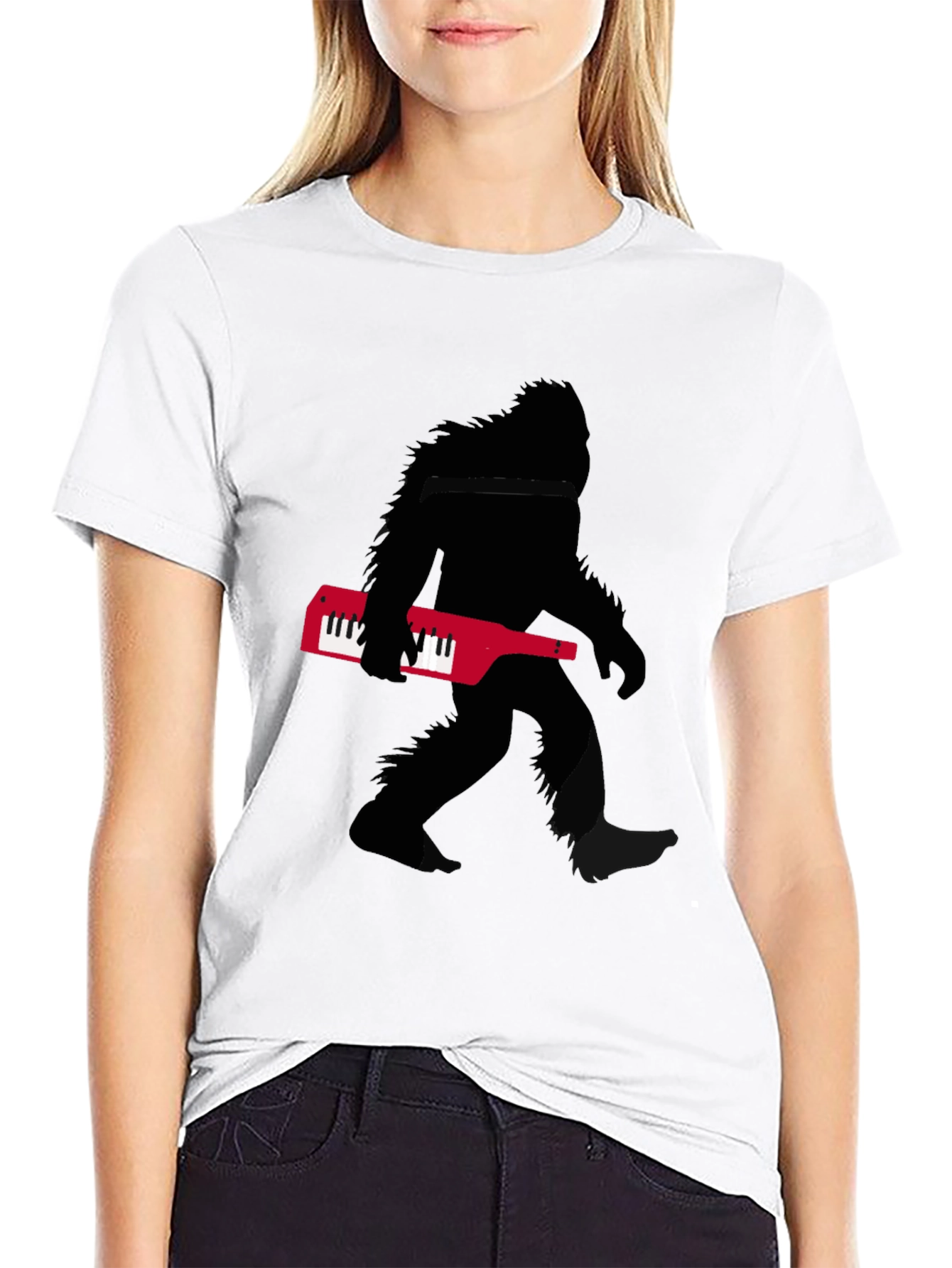 Sasquatch Keytar T-Shirt - Black Novelty Tee