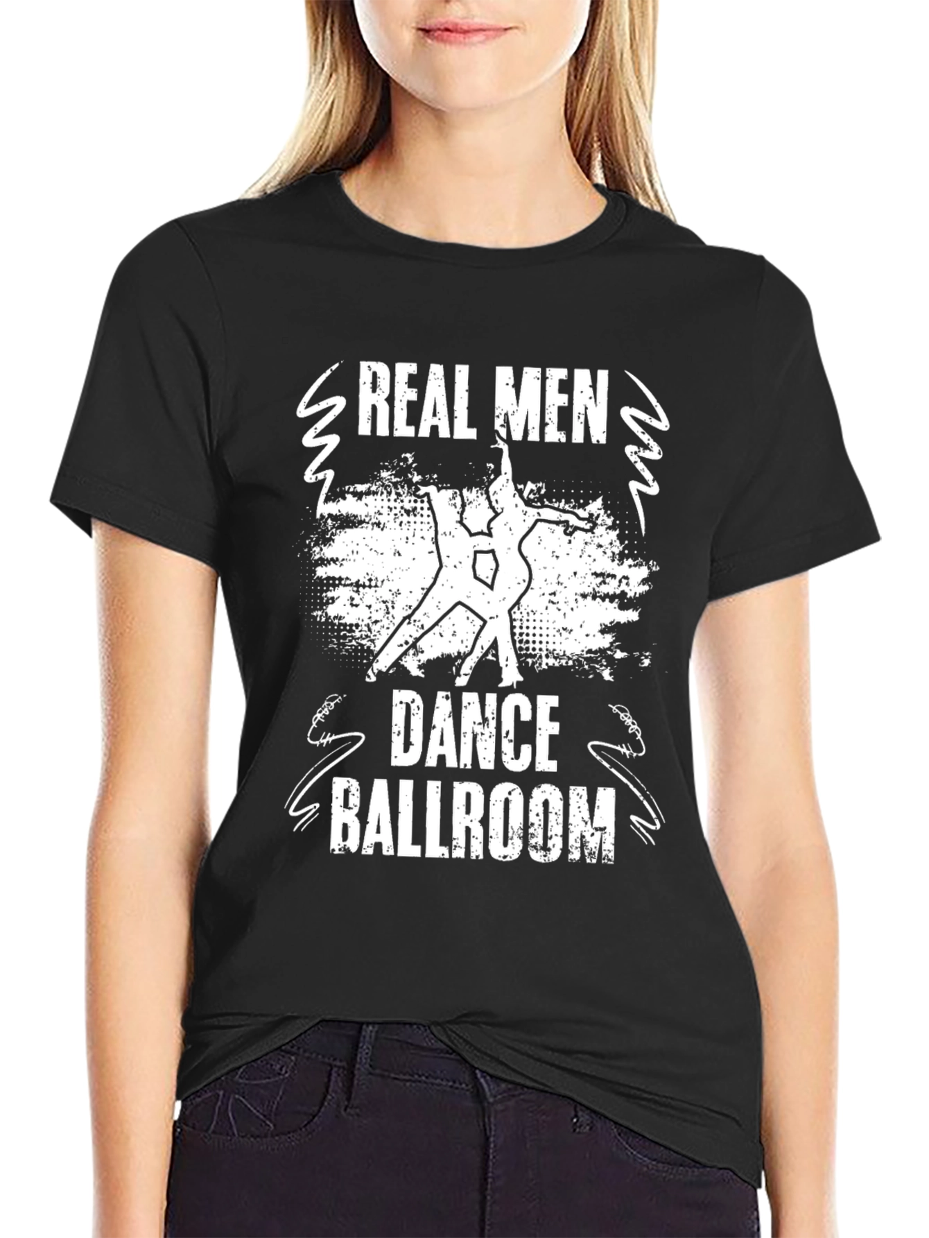 Real Men Dance Ballroom T-Shirt - Black Cotton Tee