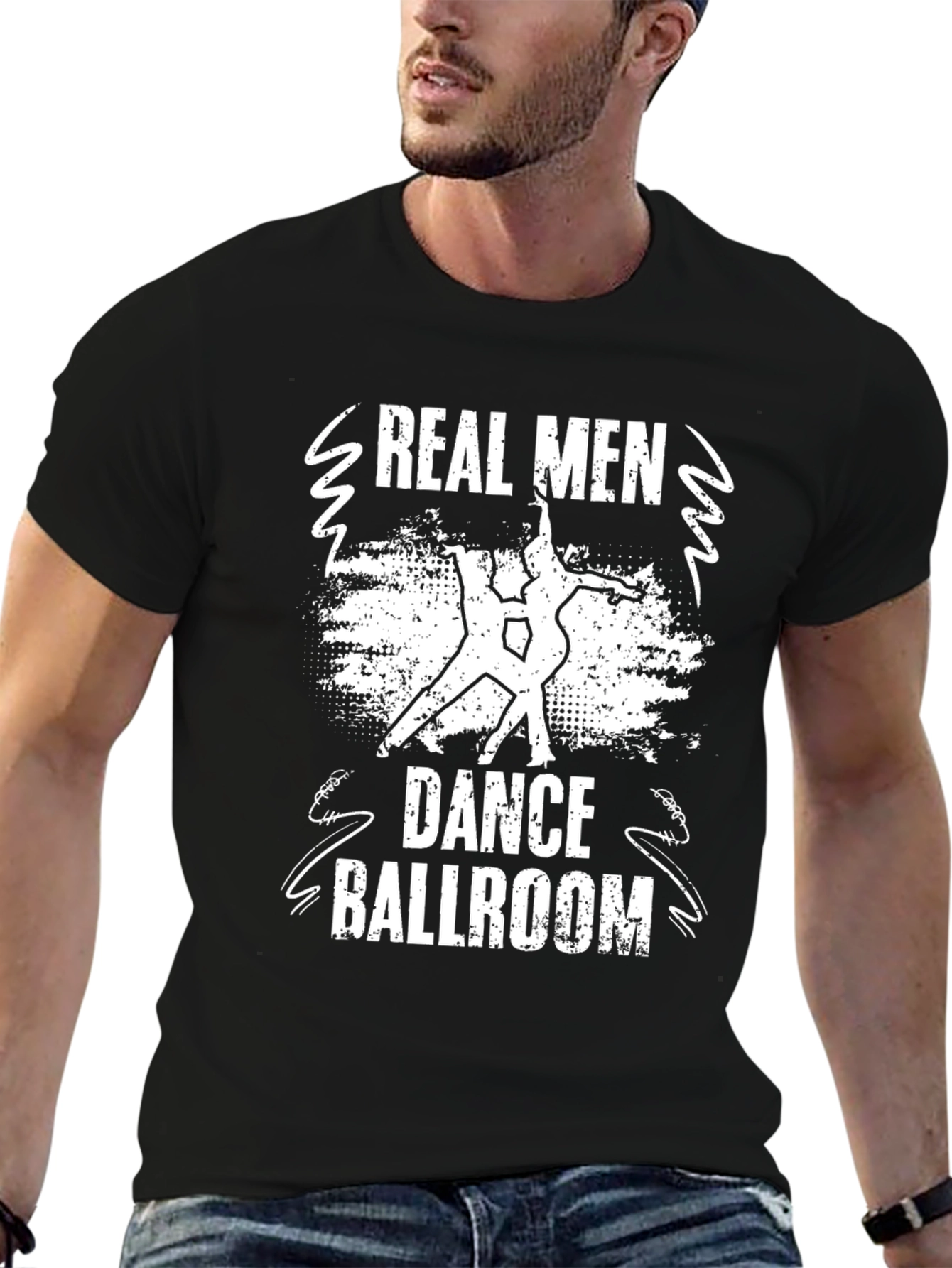 Real Men Dance Ballroom T-Shirt - Black Cotton Tee