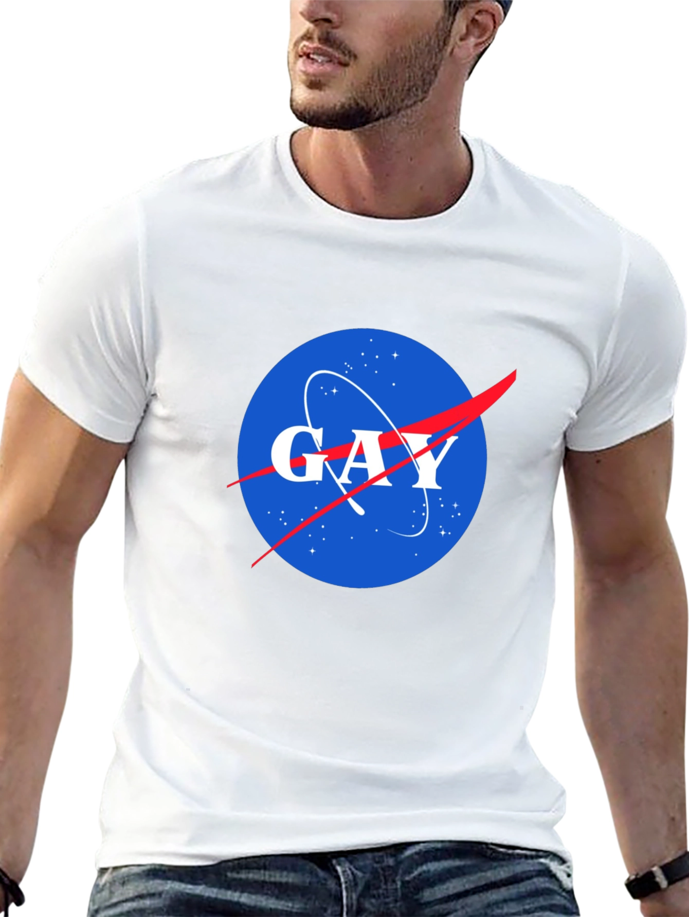 NASA Spoof Gay Logo Graphic T-Shirt