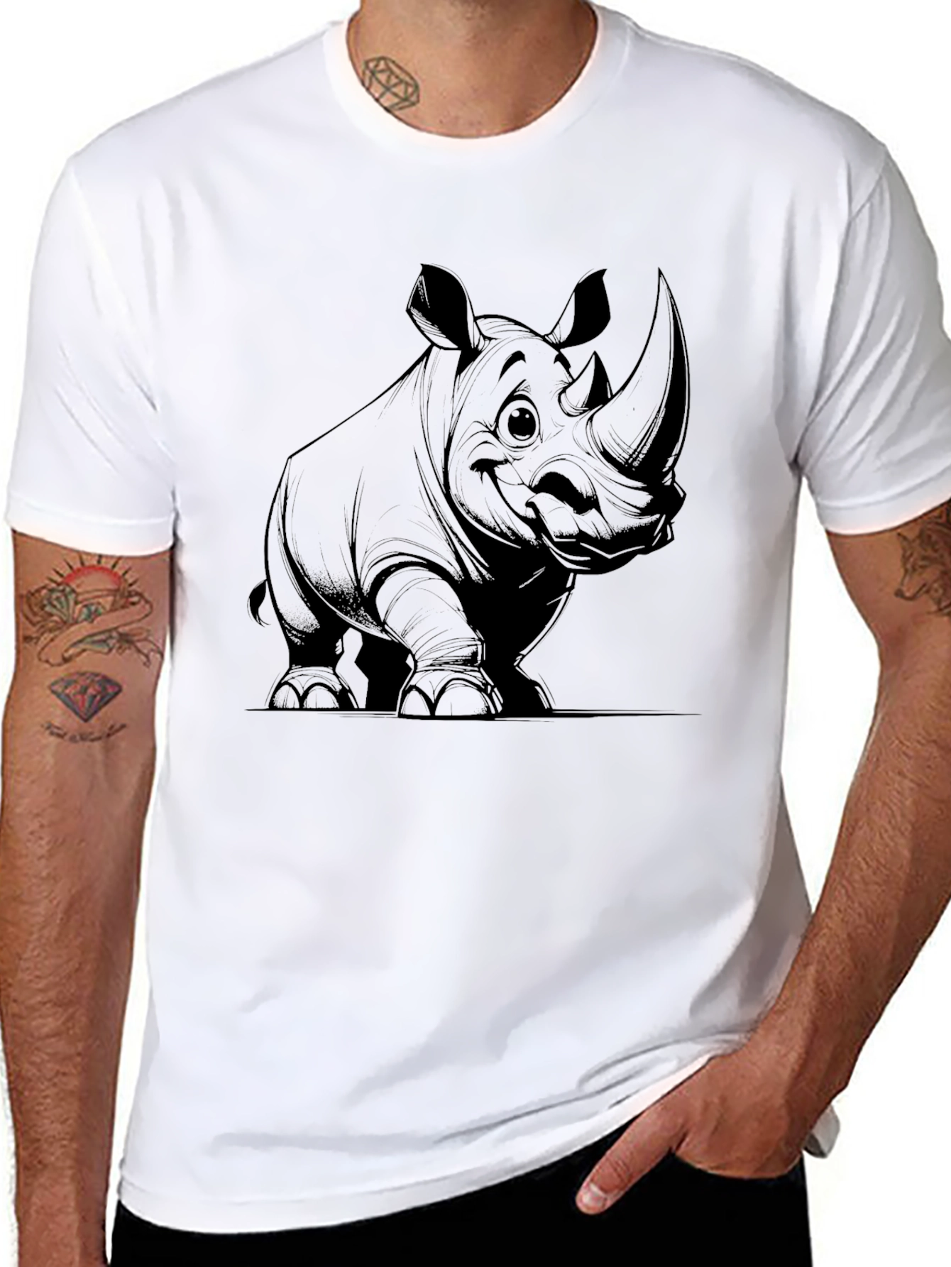Rhino Graphic Tee - Cool Black T-Shirt