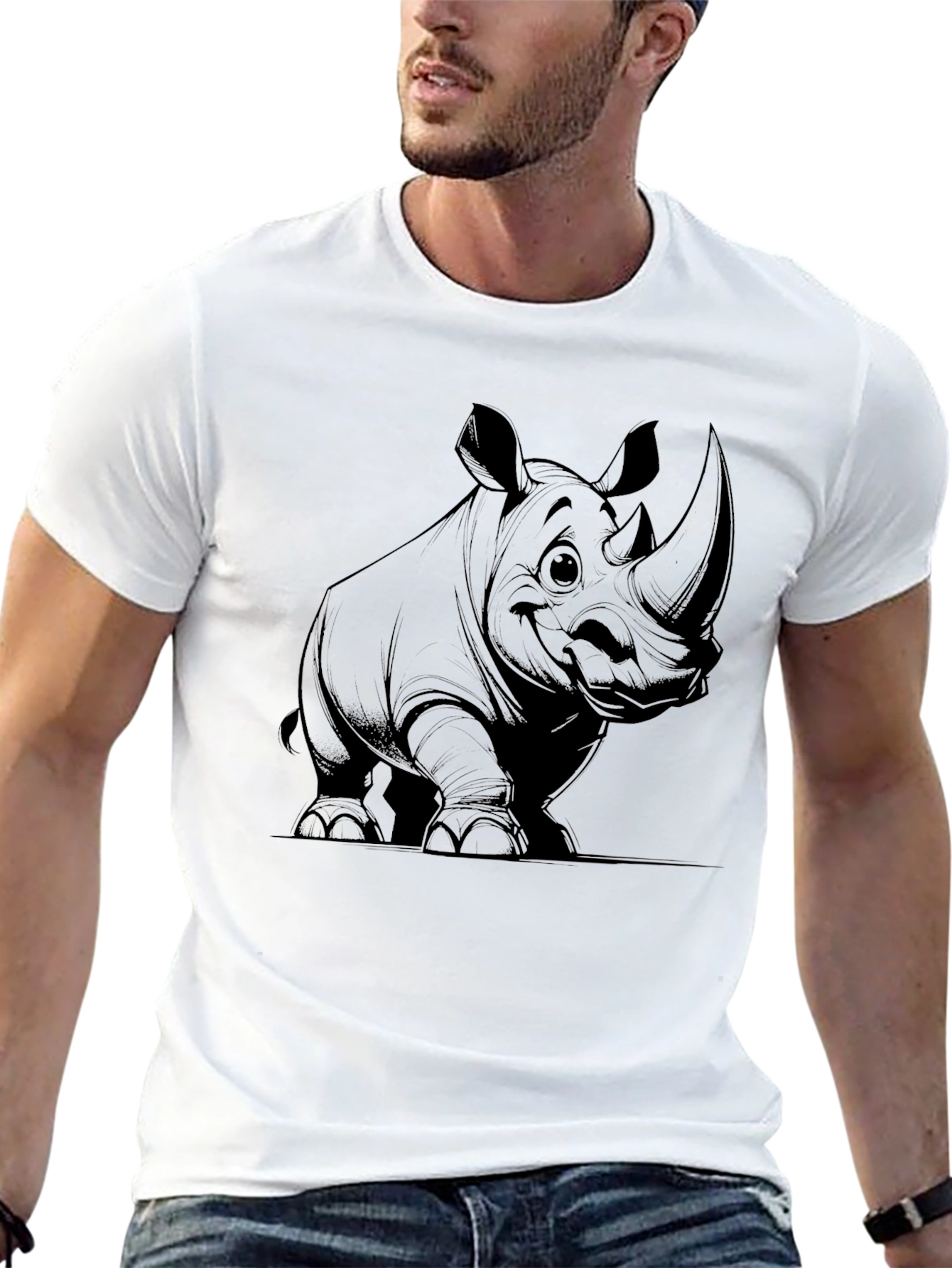 Rhino Graphic Tee - Cool Black T-Shirt