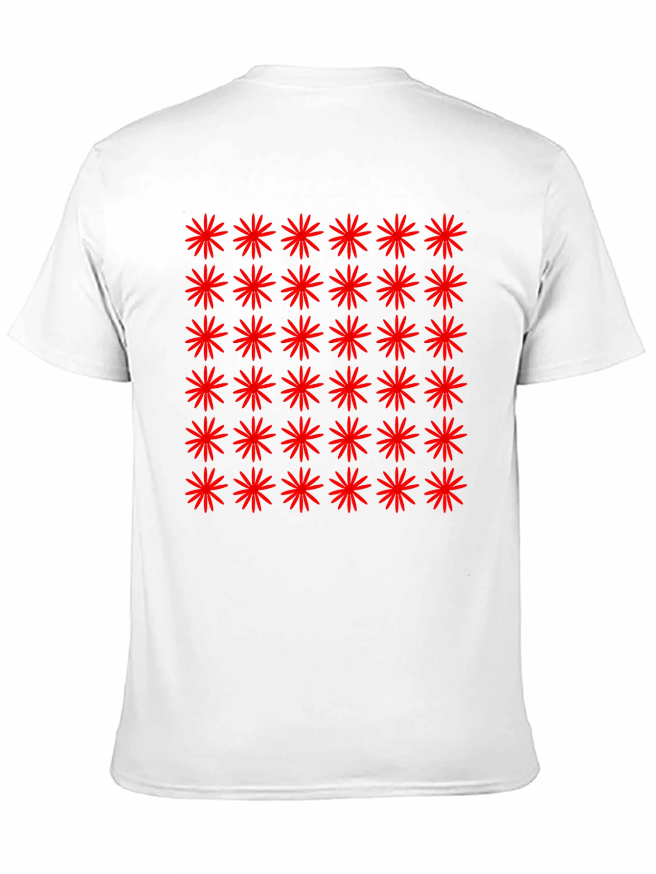 Red Starburst Pattern Black T-Shirt