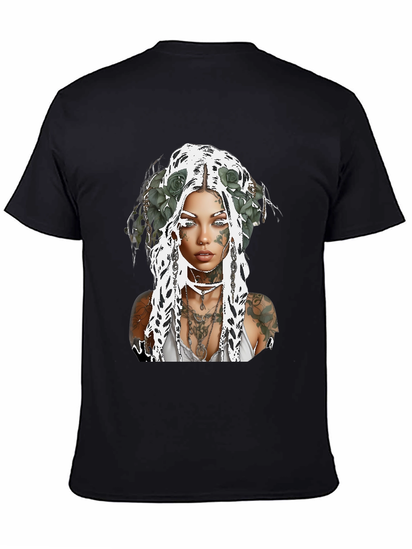Tattooed Woman Graphic Tee - Black Casual Shirt