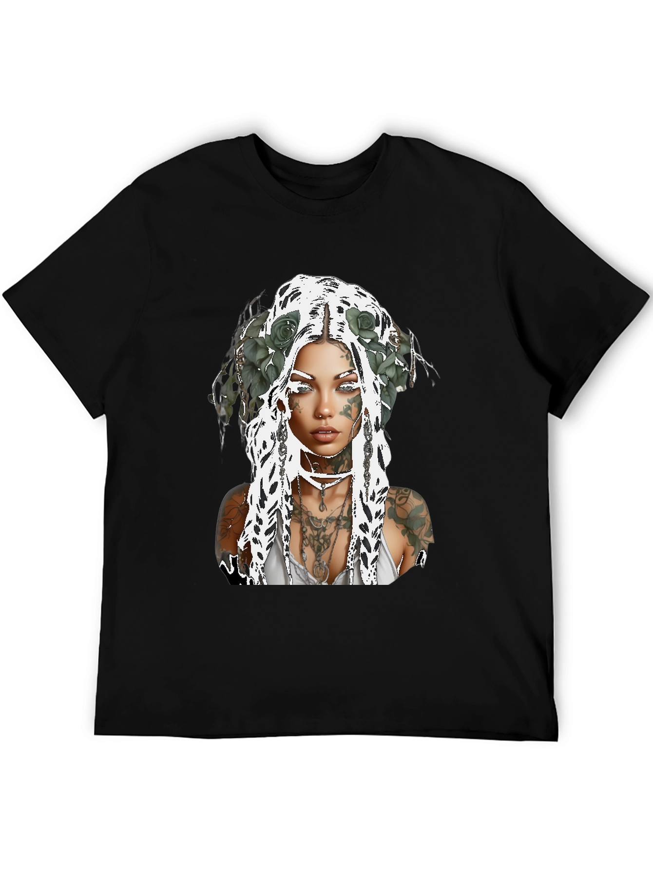 Tattooed Woman Graphic Tee - Black Casual Shirt