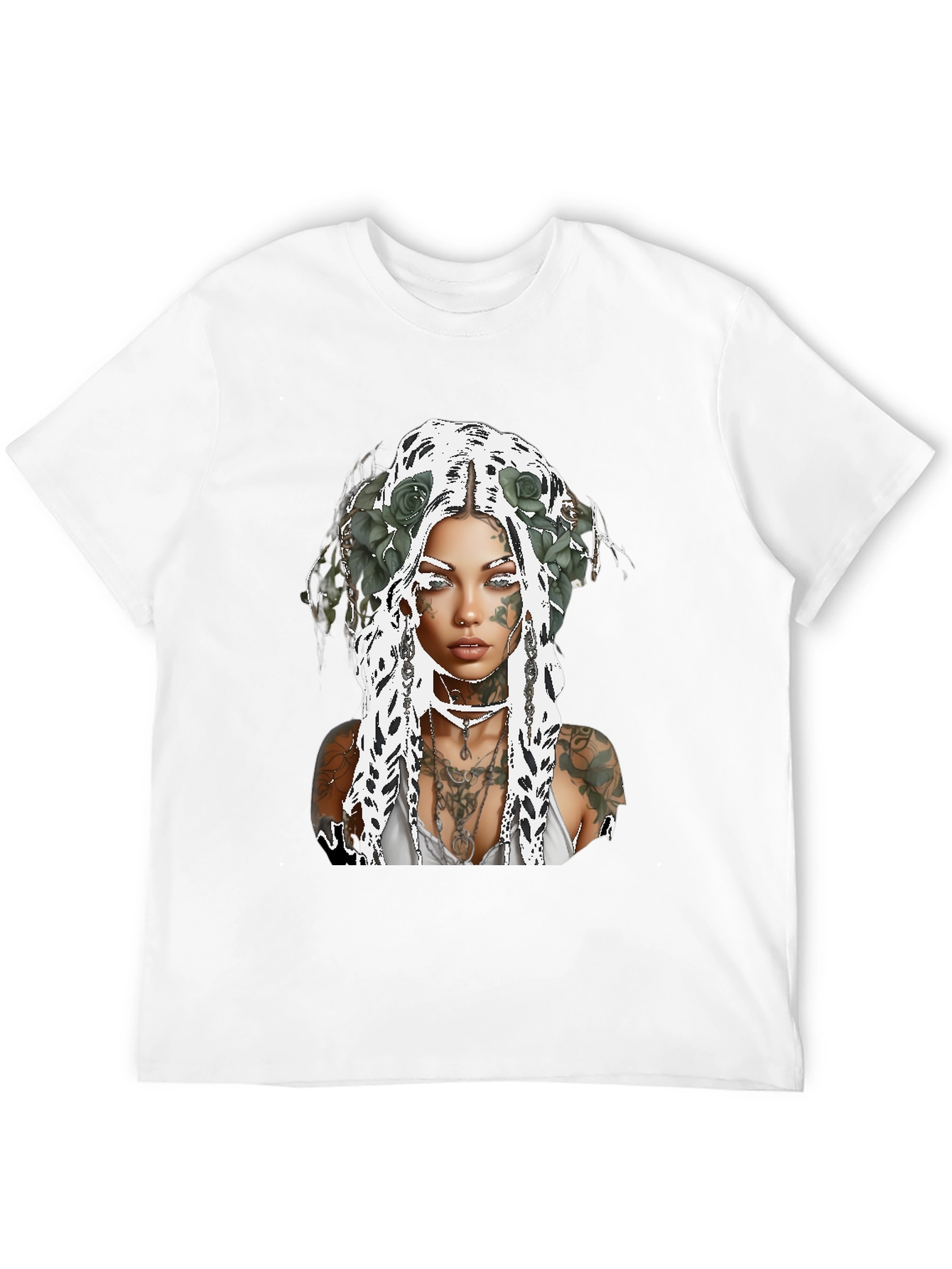 Tattooed Woman Graphic Tee - Black Casual Shirt