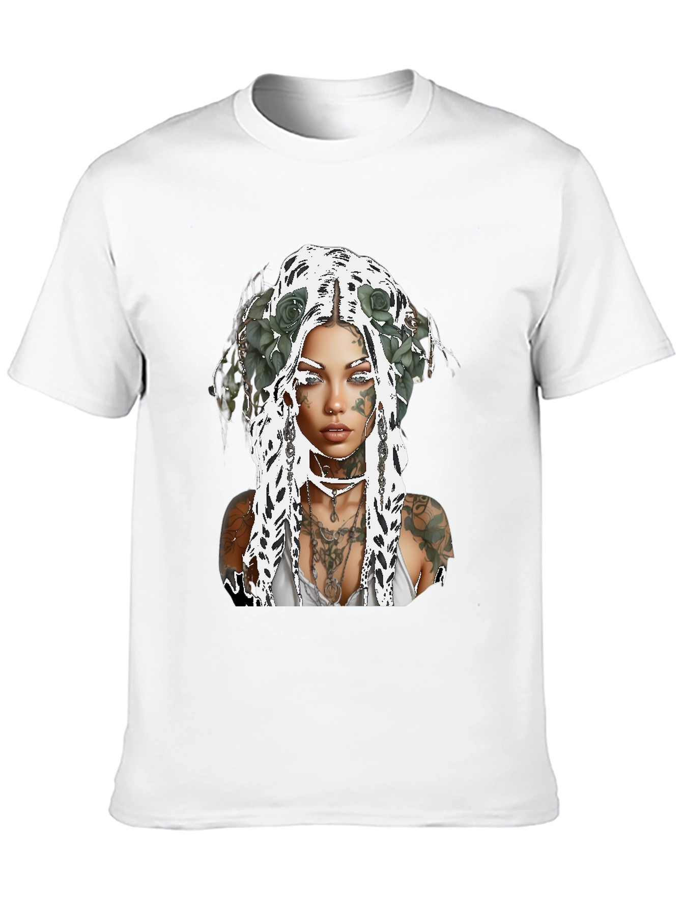 Tattooed Woman Graphic Tee - Black Casual Shirt