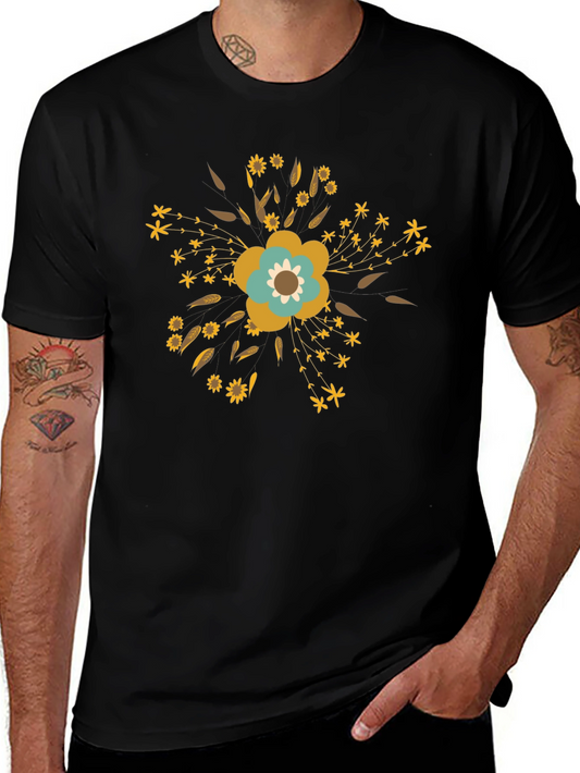 Floral Graphic Print T-Shirt - Black