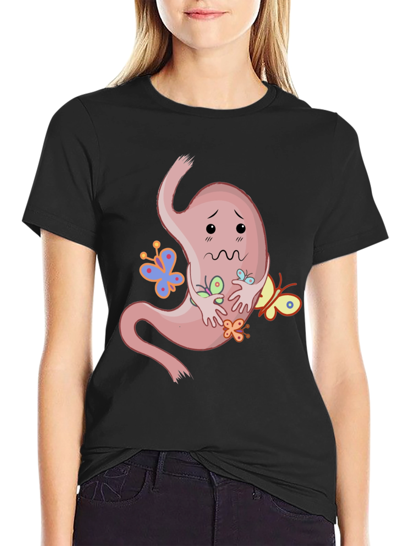 Stomach Butterflies T-Shirt - Black Graphic Tee