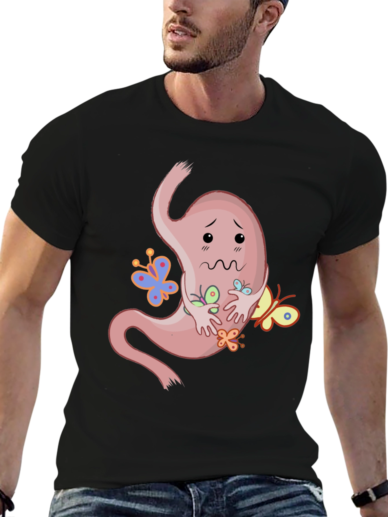 Stomach Butterflies T-Shirt - Black Graphic Tee