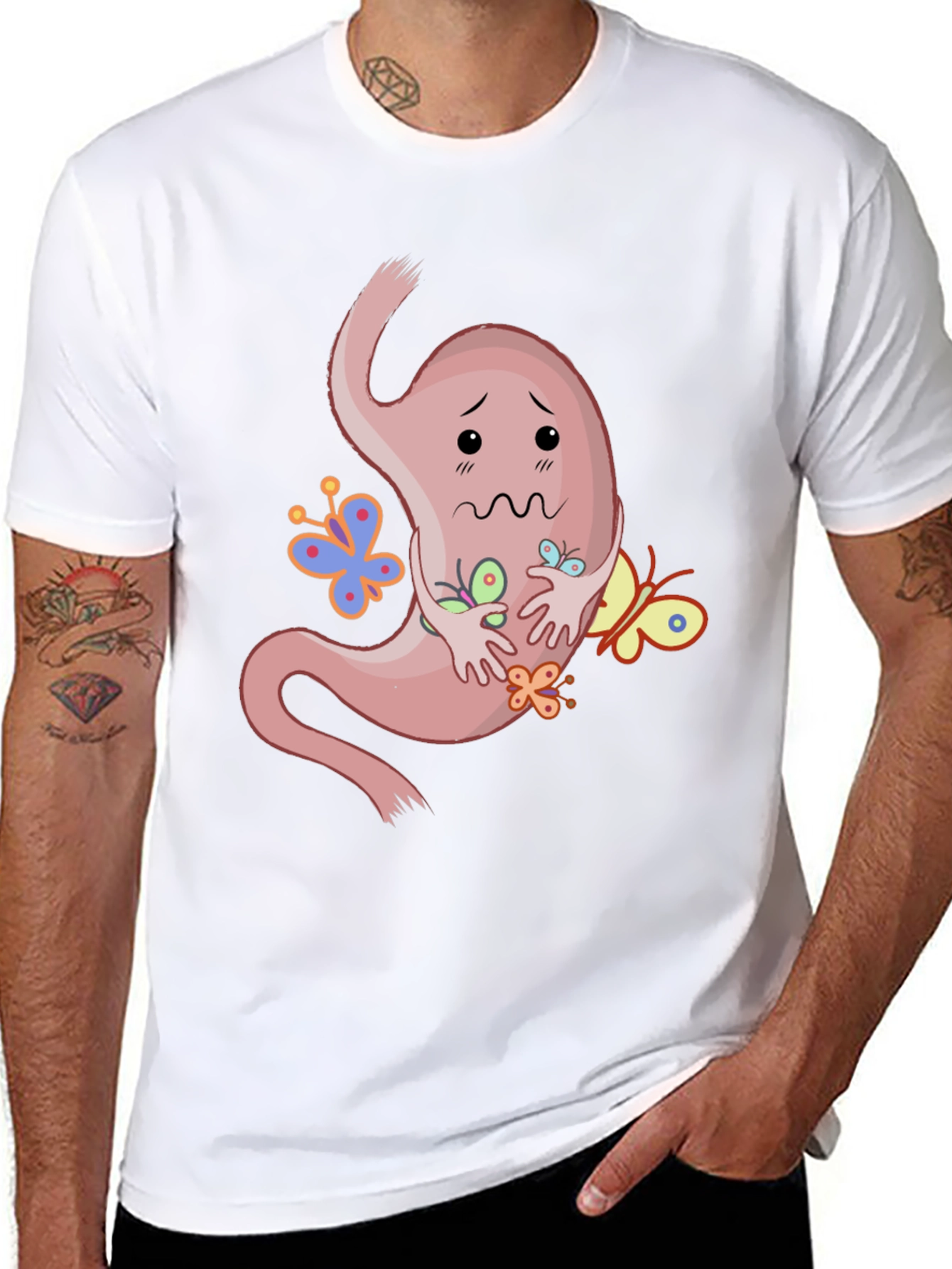 Stomach Butterflies T-Shirt - Black Graphic Tee