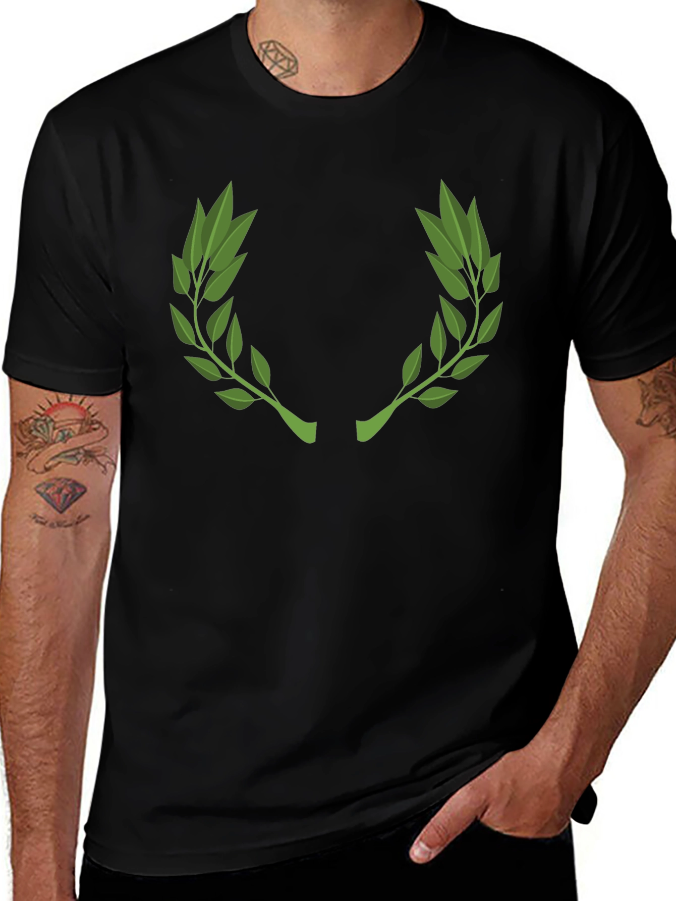 Classic Laurel Wreath Black Graphic Tee
