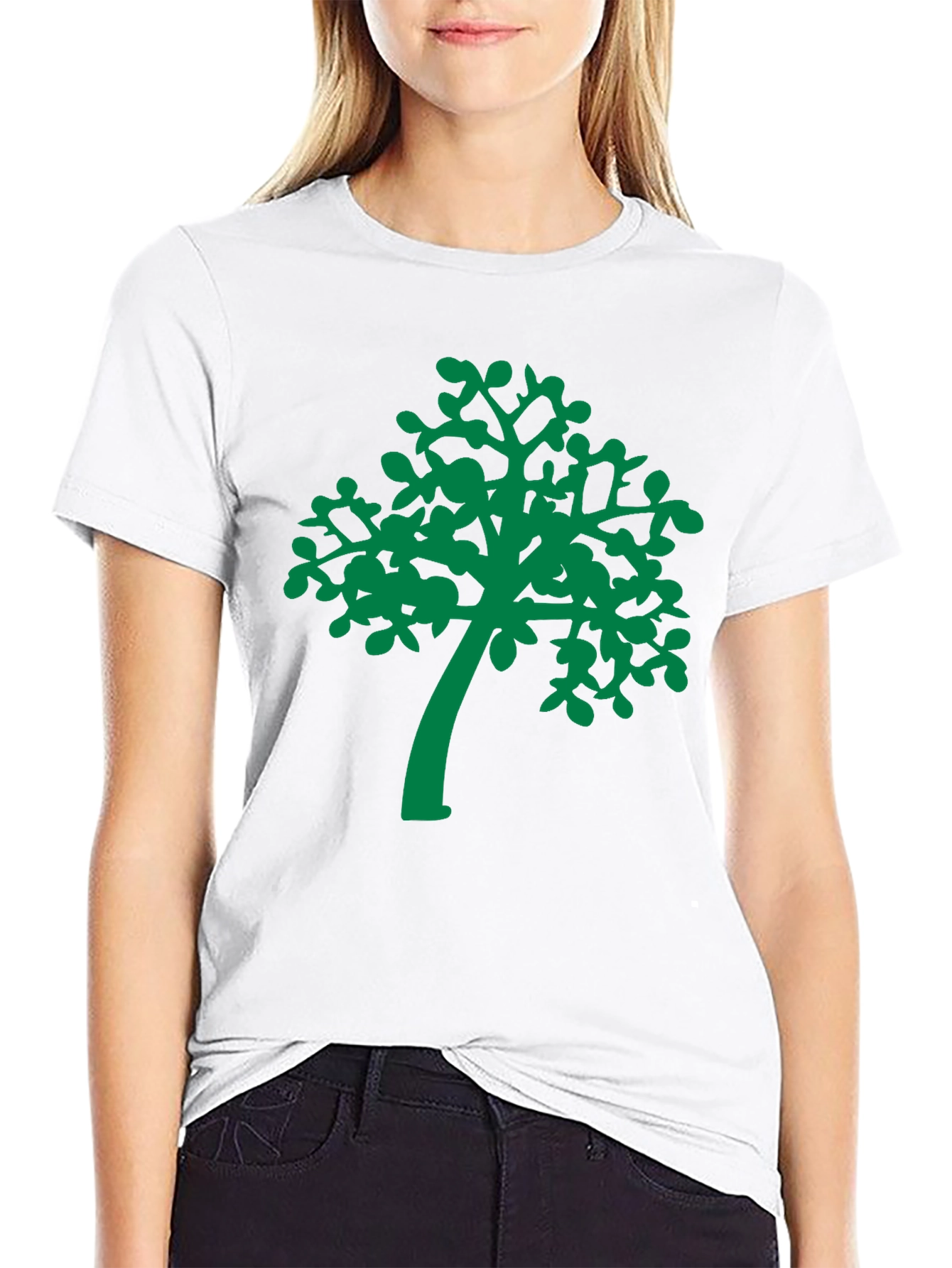 Green Tree Graphic Black T-Shirt