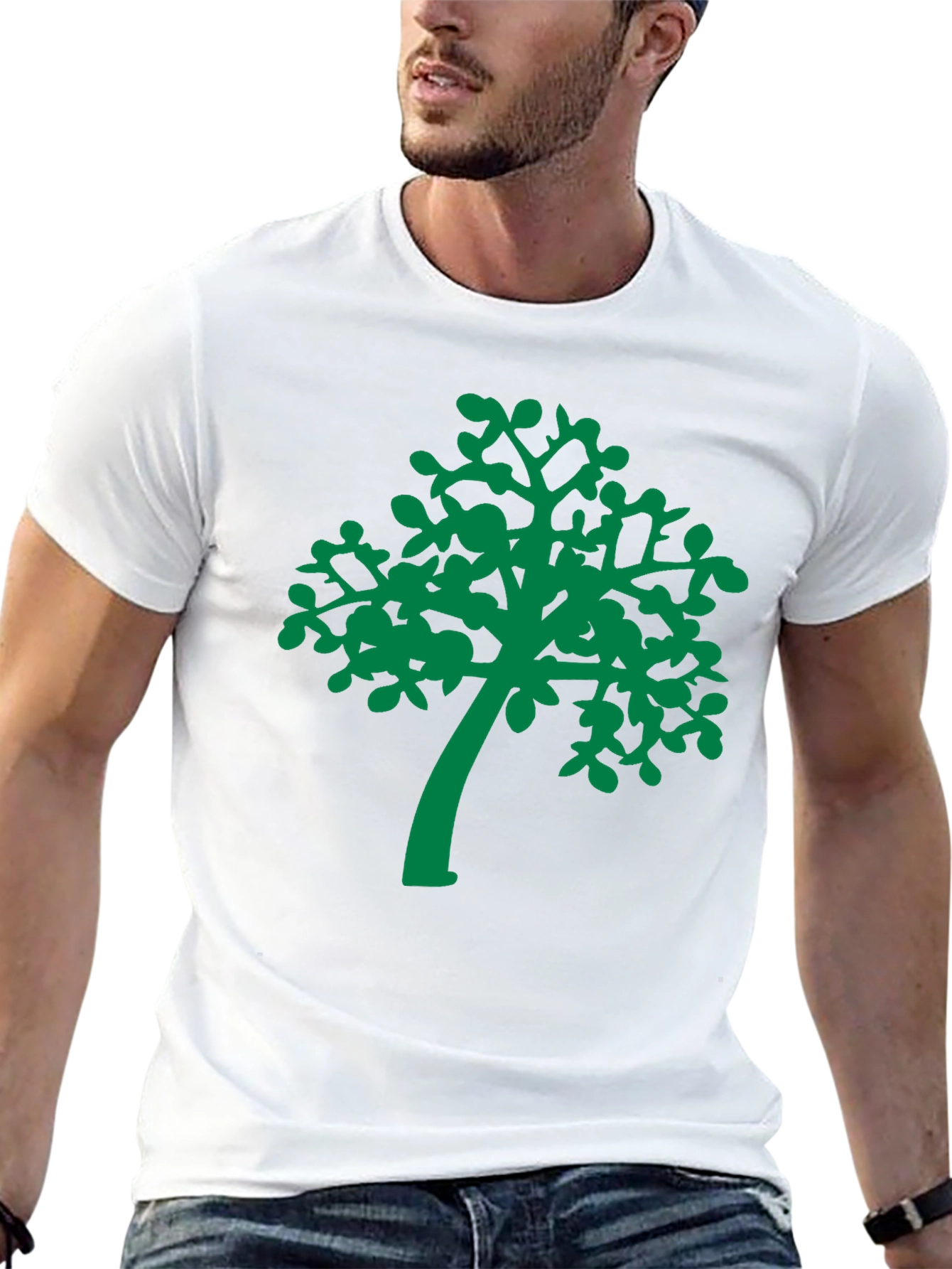 Green Tree Graphic Black T-Shirt