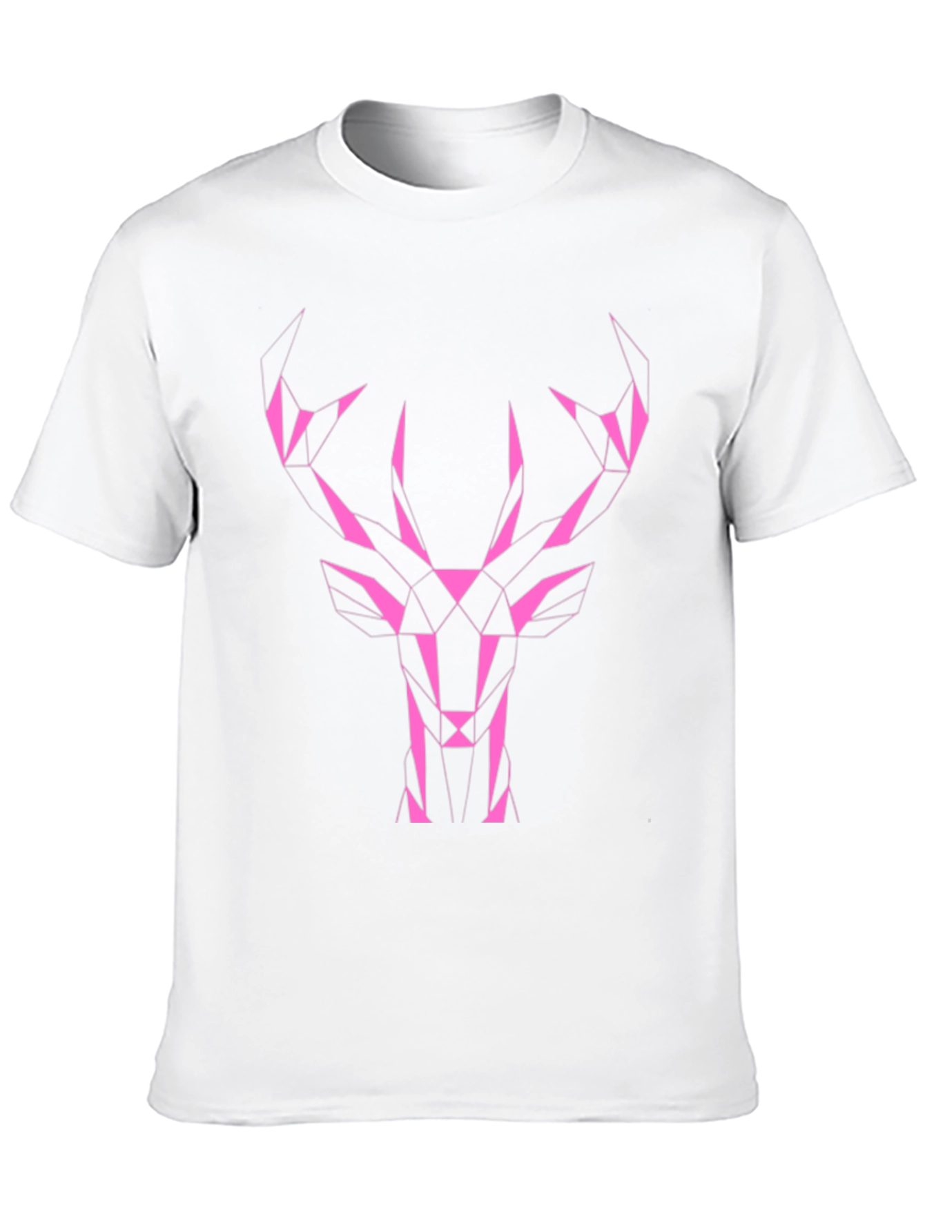 Geometric Deer Graphic Tee - Black Cotton