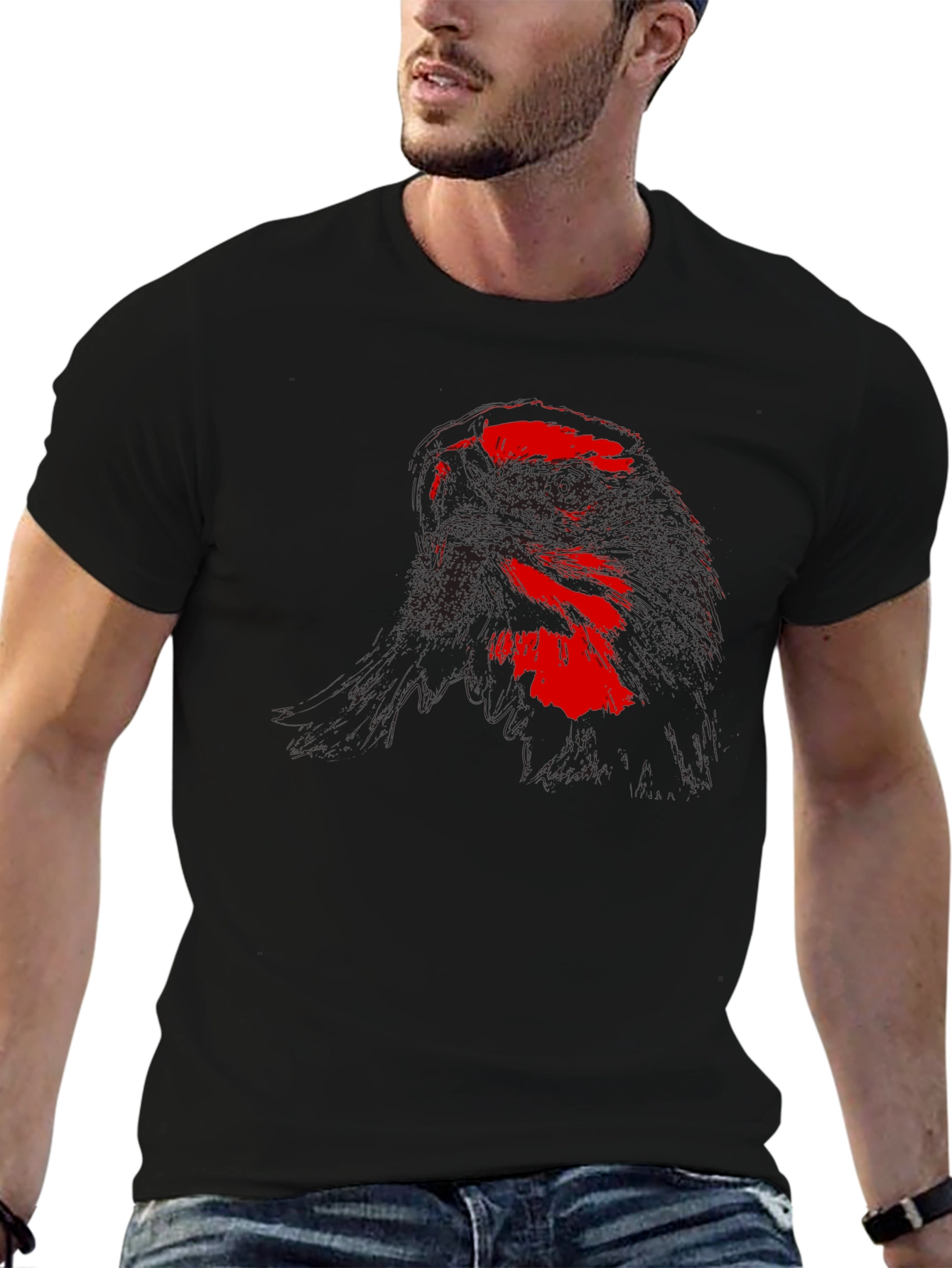 Red Eagle Graphic Black T-Shirt