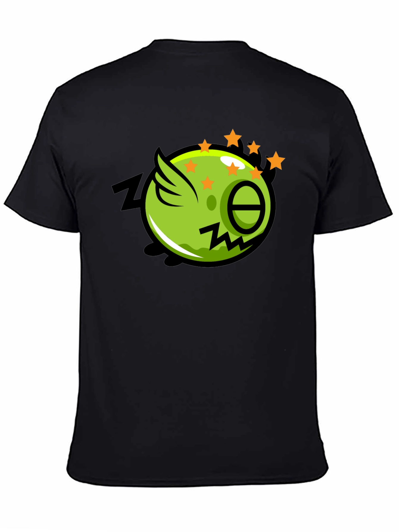 Zonked Green Cartoon Character Black T-Shirt