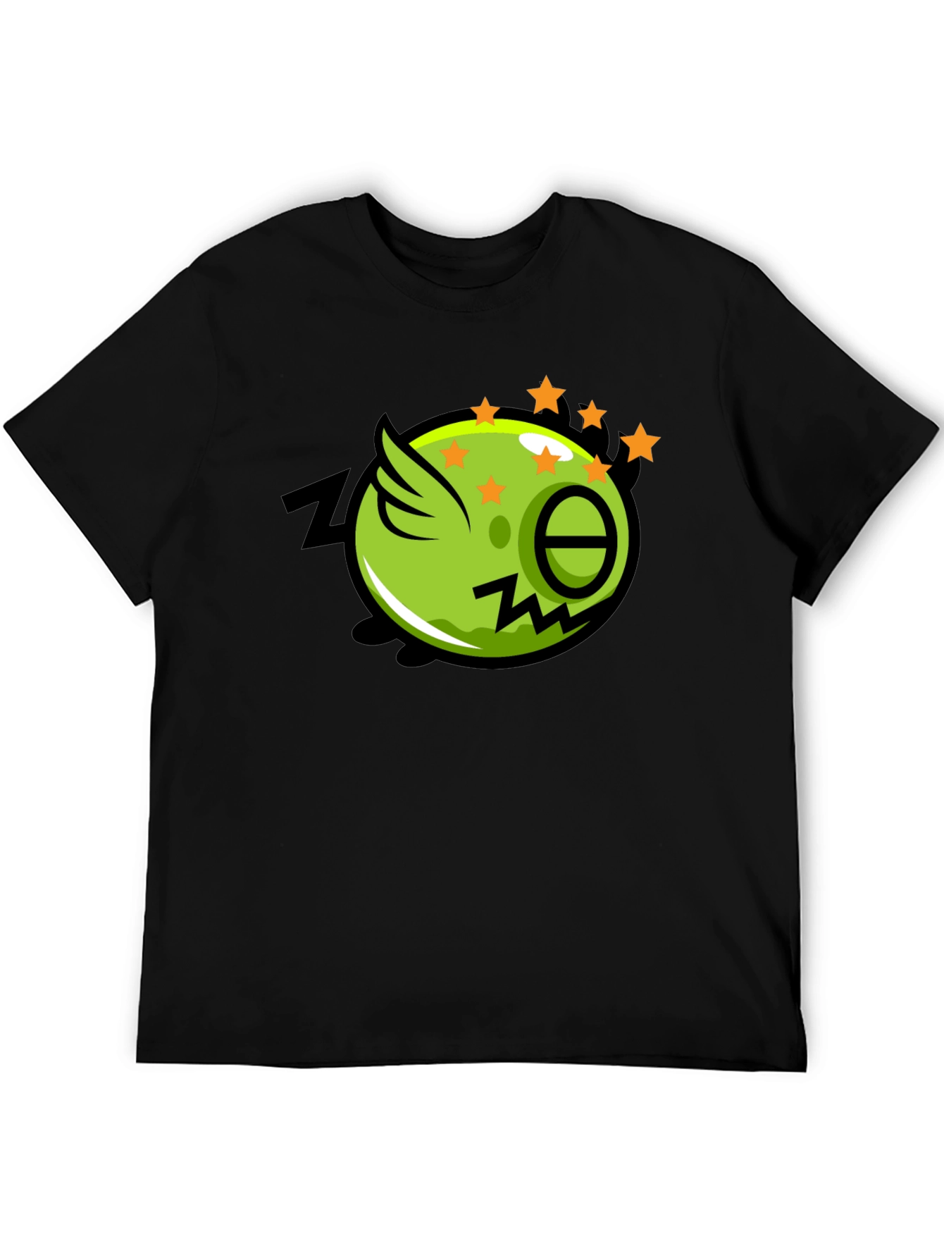 Zonked Green Cartoon Character Black T-Shirt