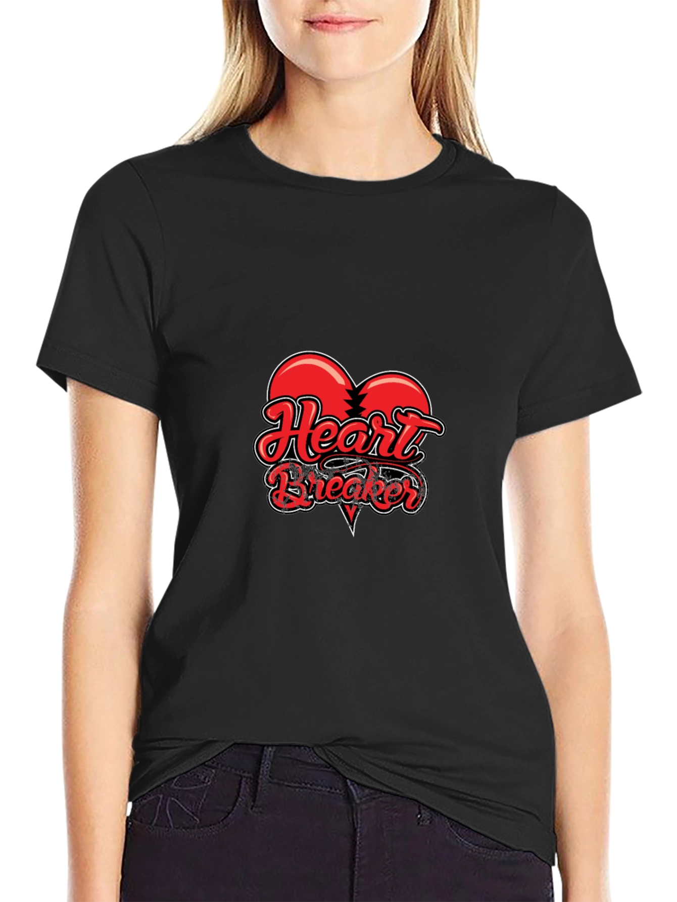 Heartbreaker Graphic Tee - Stylish Black T-Shirt