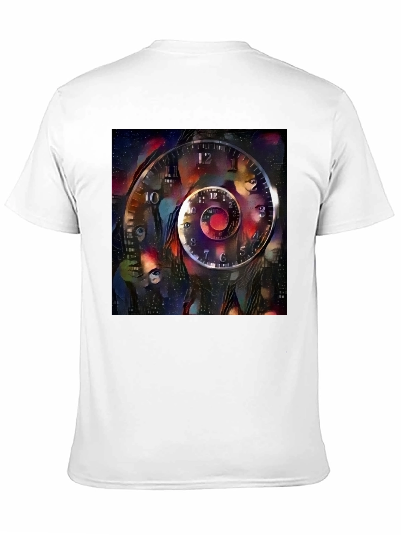 Surreal Time Spiral Graphic Tee - Black Cotton Blend